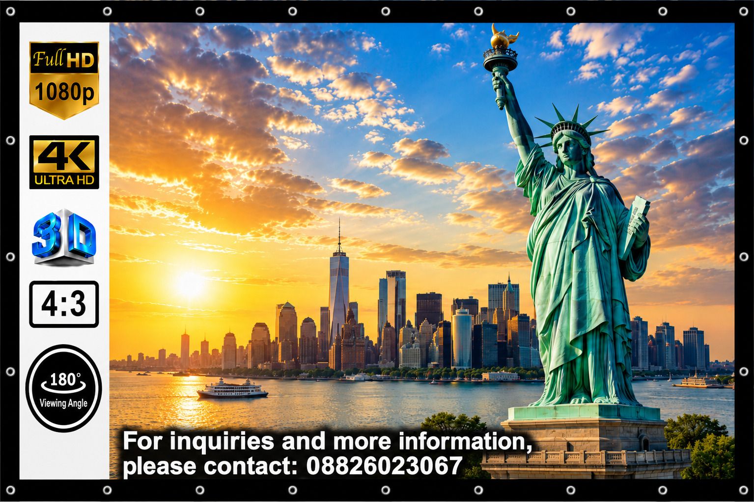 royality Eyelet Projector Screen 50" Diagonal (40W x 30H inch) 4:3, Full HD/4K/8K. Projector Screen (Width 101 cm x 76 cm Height)-image-32