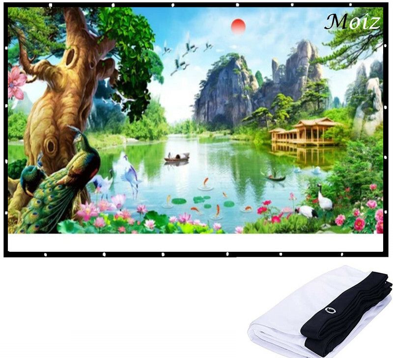 Moiz 72 Inch- 5.2Ft x 2.9Ft Anti-Creased, Foldable Anti-Light,16:9 4K Eyelet full HD Projector Screen (Width 159 cm x 90 cm Height)-image-21