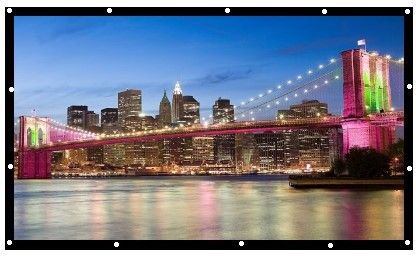 ZIOZY 90 Inch- 6.5Ft x 3.7Ft - Anti-Creased Foldable Anti-Light 16:9 4K Eyelet Full HD Projector Screen (Width 199 cm x 112 cm Height)-image-1