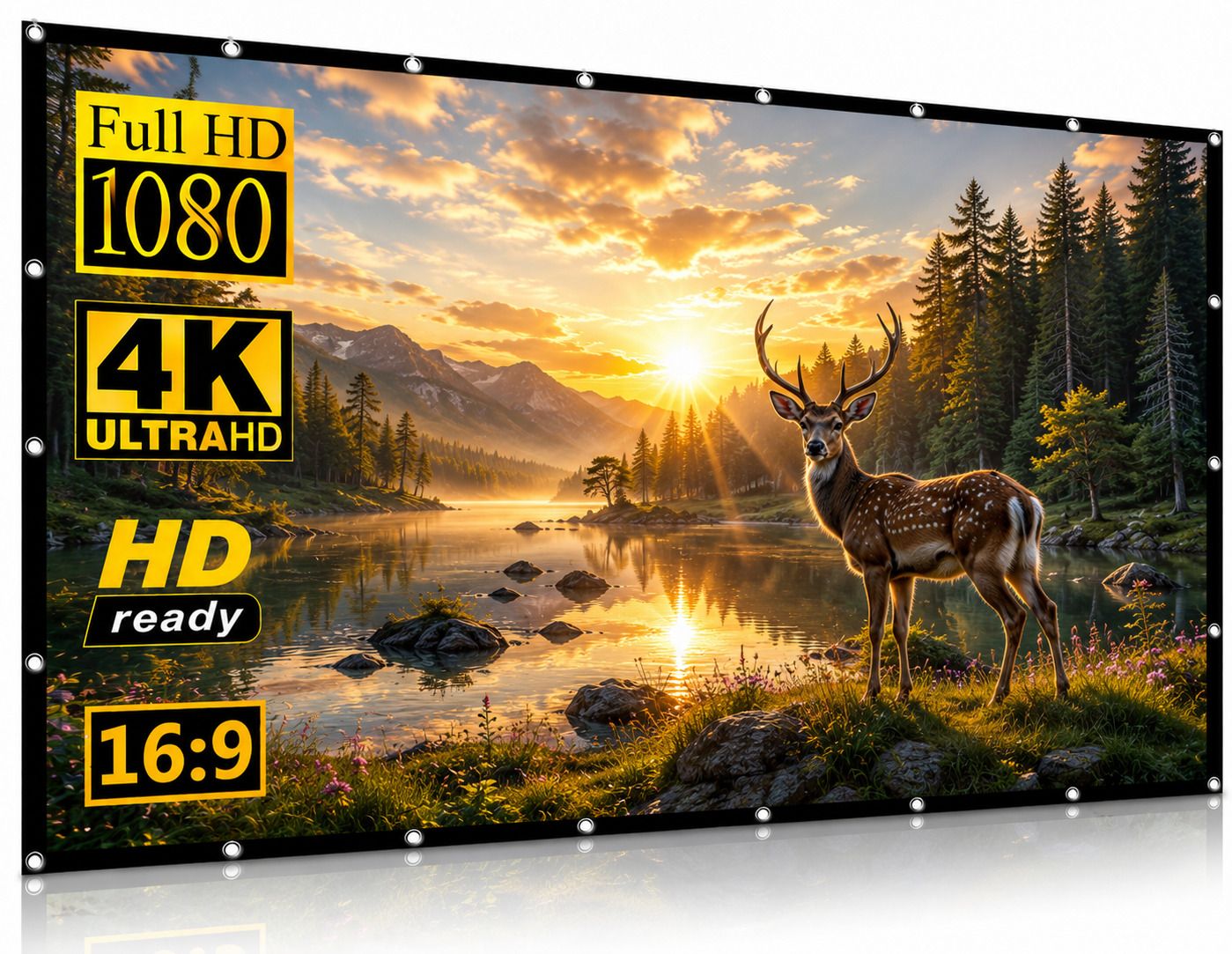 GARVIKS 110 Inch Foldable Projector Screen 16:9 | Portable Full HD 3D 4K Home Theatre Projector Screen (Width 244 cm x 137 cm Height)-image-12