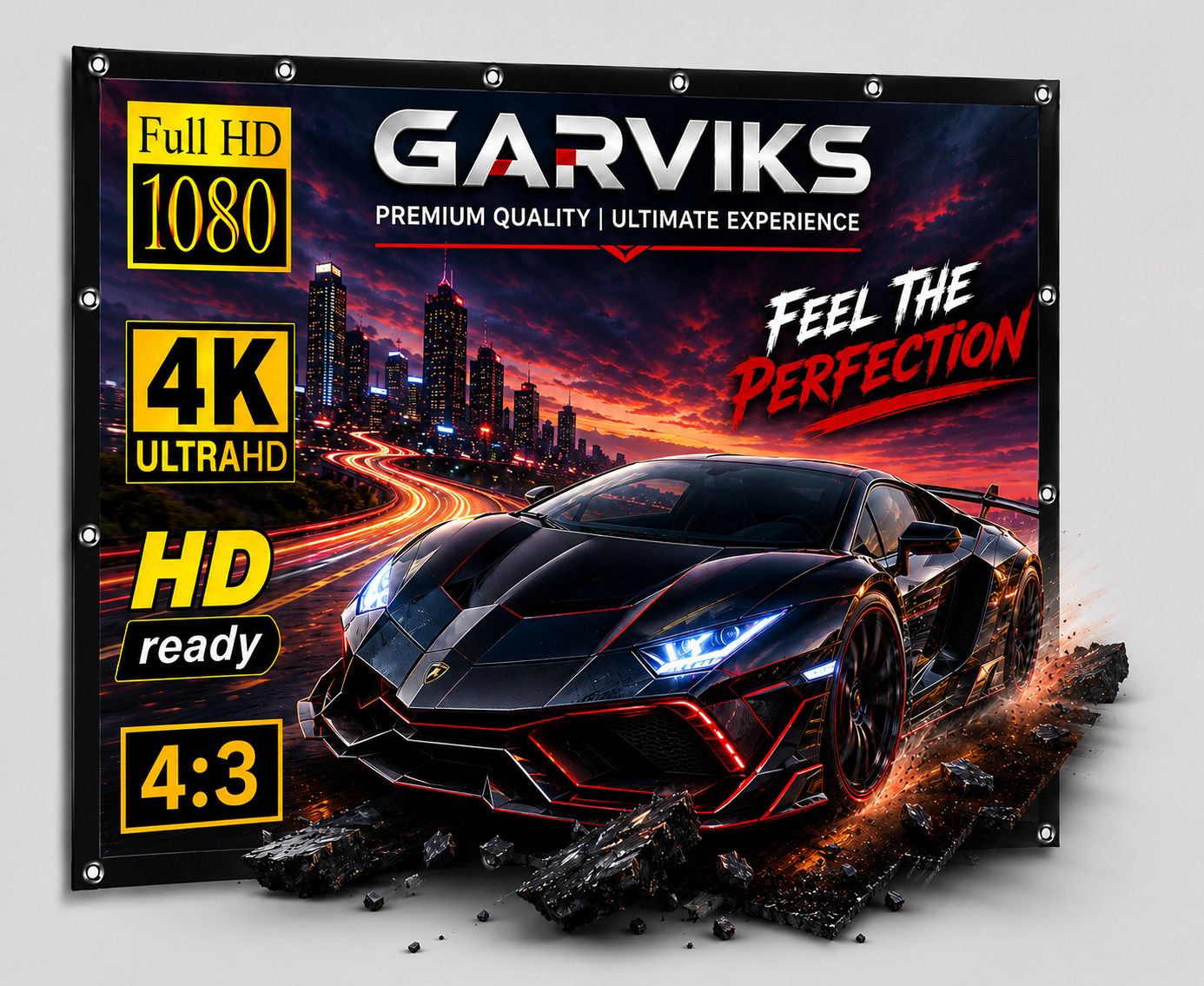 GARVIKS 84 Inch Foldable Projector Screen 4:3 HD 4K 3D Projection, Matte White Fabric Projector Screen (Width 171 cm x 128 cm Height)-image-44