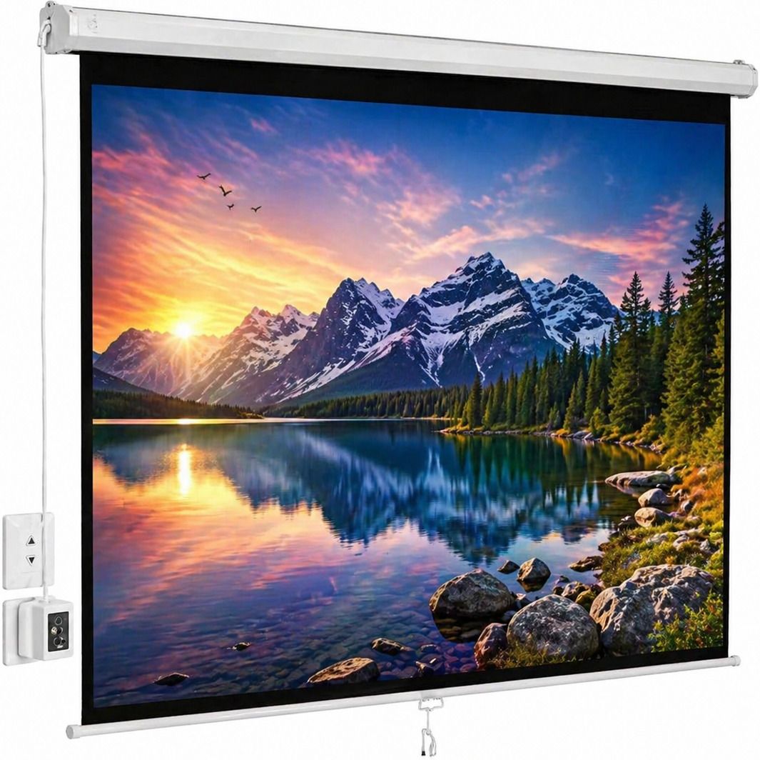 TONZO Motorized Projector Screen 84 Inch 4:3 Electric Wall Mount Remote Control Projector Screen (Width 170.2 cm x 127 cm Height)-image-49