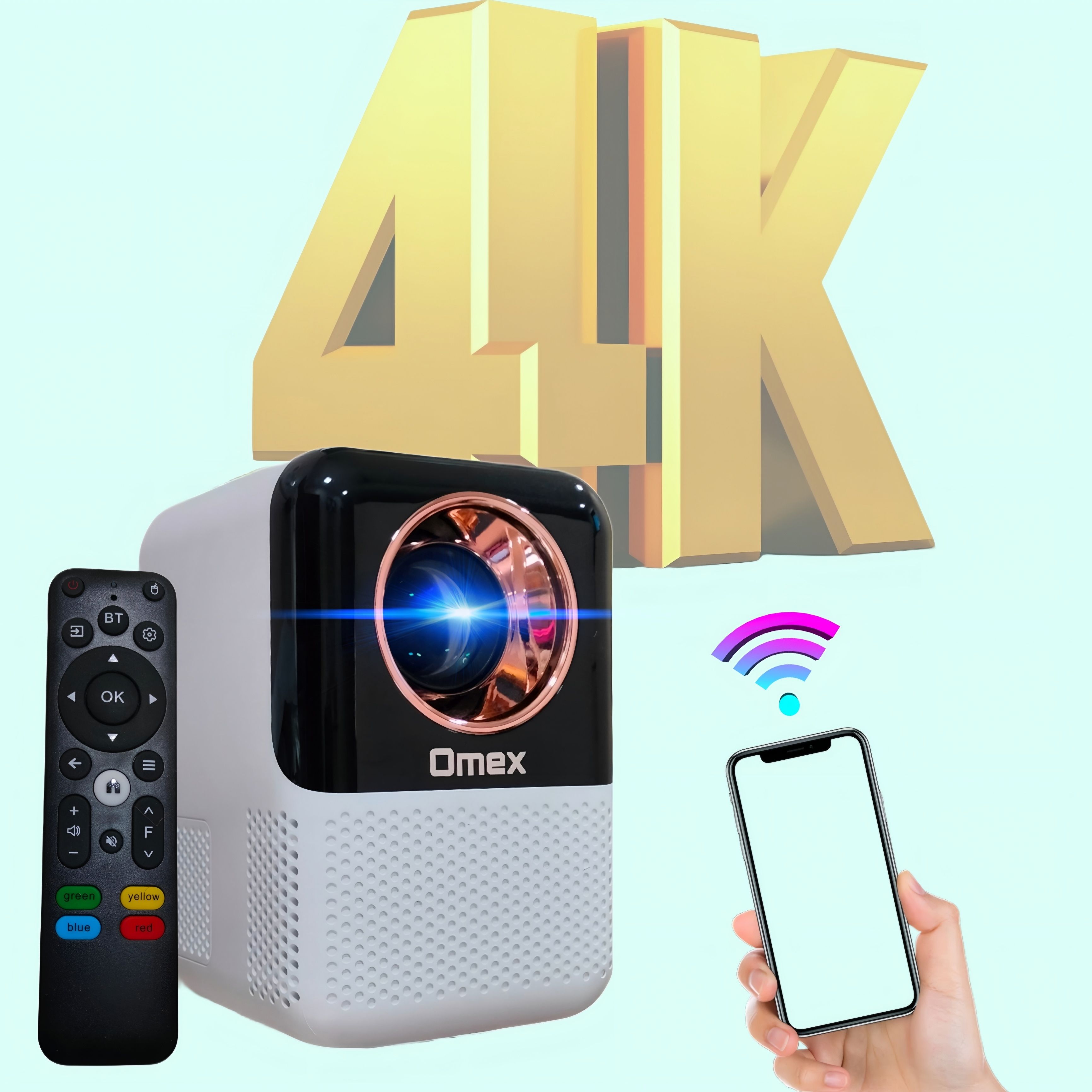 Omex Android 10.Wifi 5G BT 5.1 Electronic Focus 6D Keystone Dolby Short Throw (3800 lm / 2 Speaker / Wireless / Remote Controller) Portable Projector-image-19