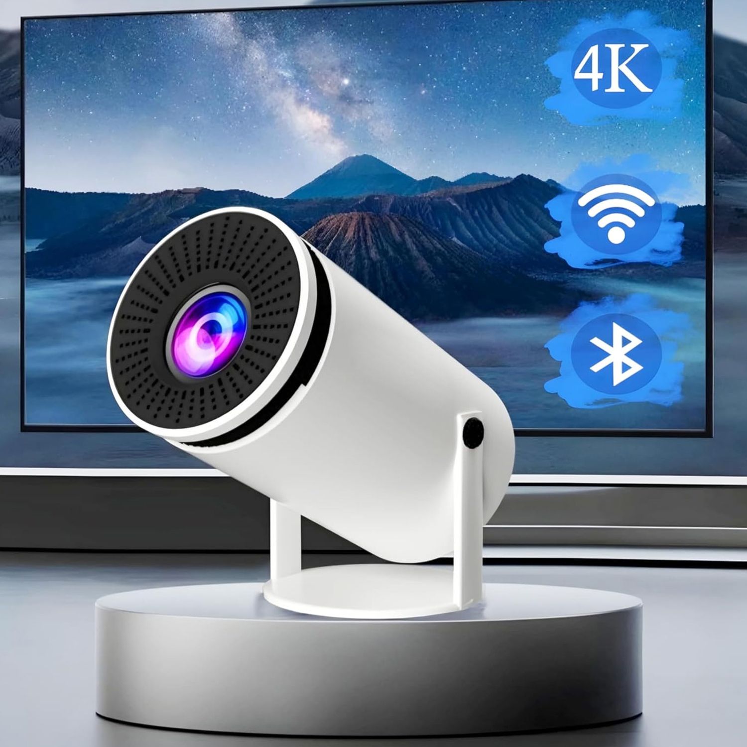 Mudo LED Projector with Android 11, WiFi 6, Bluetooth & 2.4G+5G Connectivity (2000 lm / Wireless / Remote Controller) Portable Projector-image-1