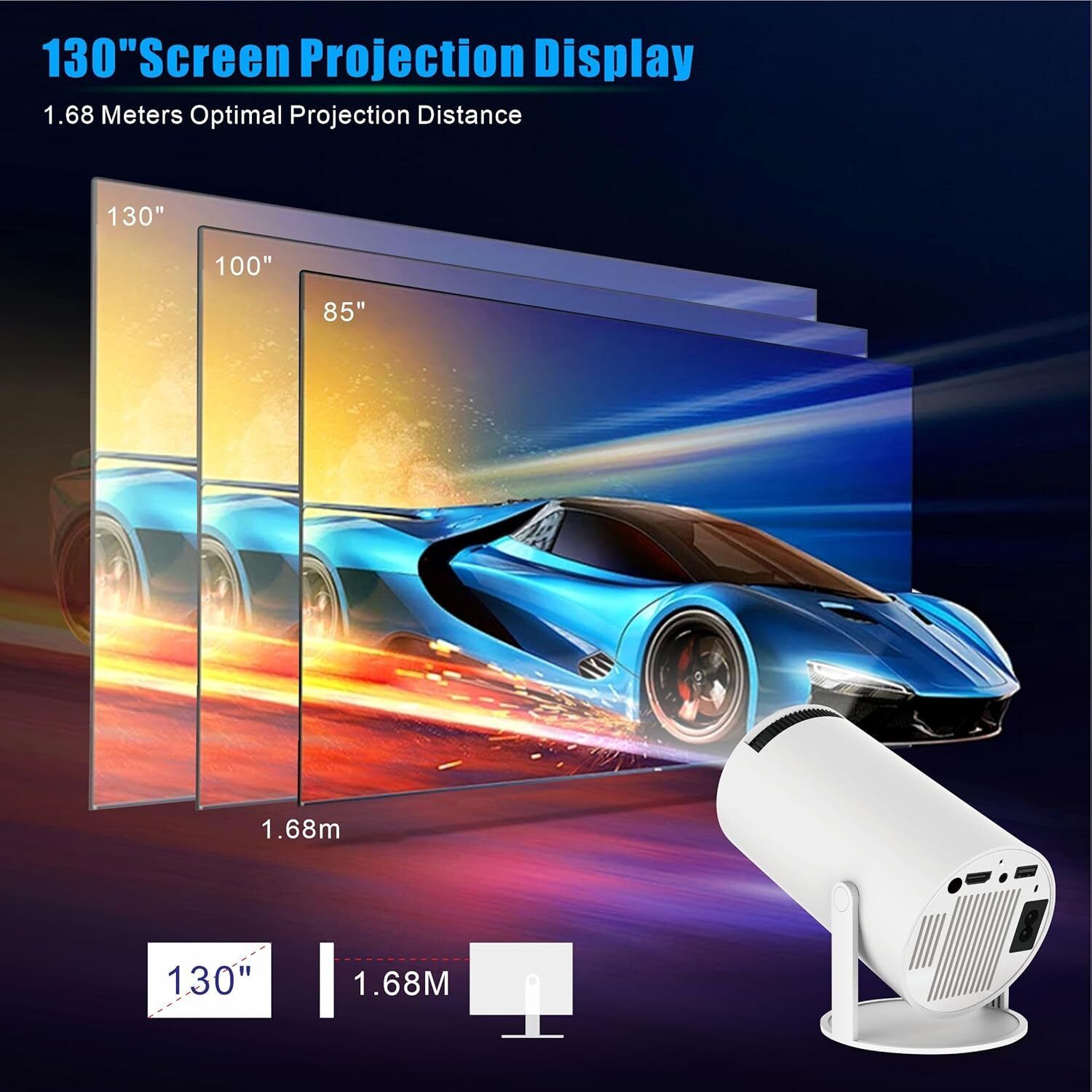 Voltegic Portable LED Projector Compatible with TV Stick, PS4 & Fire Stick (6000 lm / 1 Speaker / Wireless / Remote Controller) Portable Projector-image-40