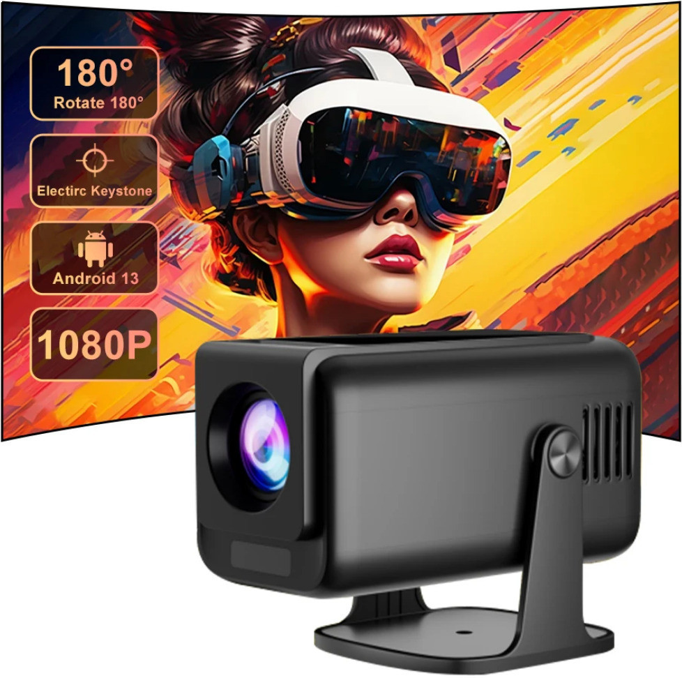 Omex 4K Dual-Band WIFI6 5G Wireless 5.0 Bluetooth Android 13, 600ANSI, Auto Focus (9500 lm / 2 Speaker / Wireless / Remote Controller) Portable Projector image 1