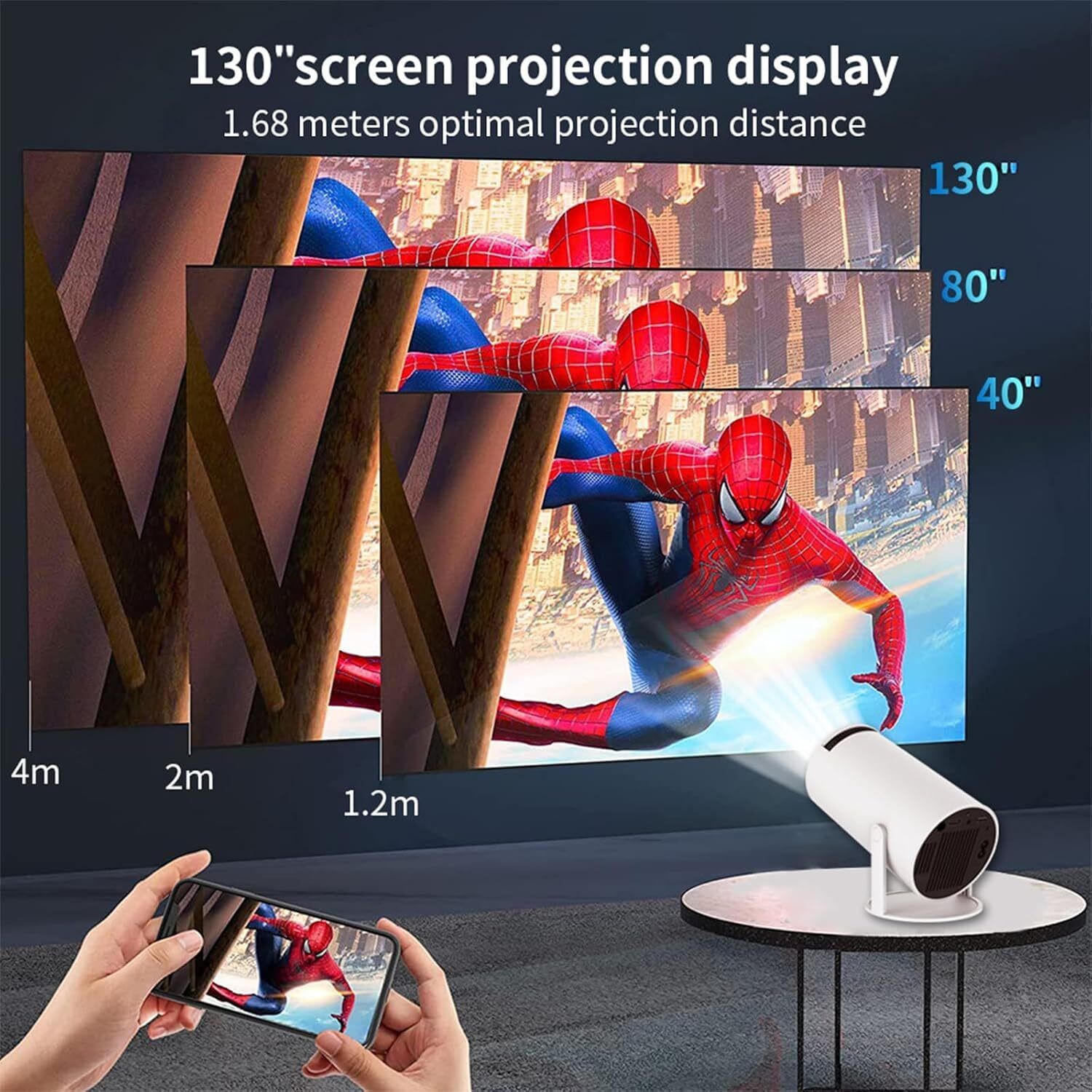 Wifton Portable Projector for Bedroom, Office, Classroom & Outdoor Use (6000 lm / 1 Speaker / Wireless / Remote Controller) Portable Projector-image-28