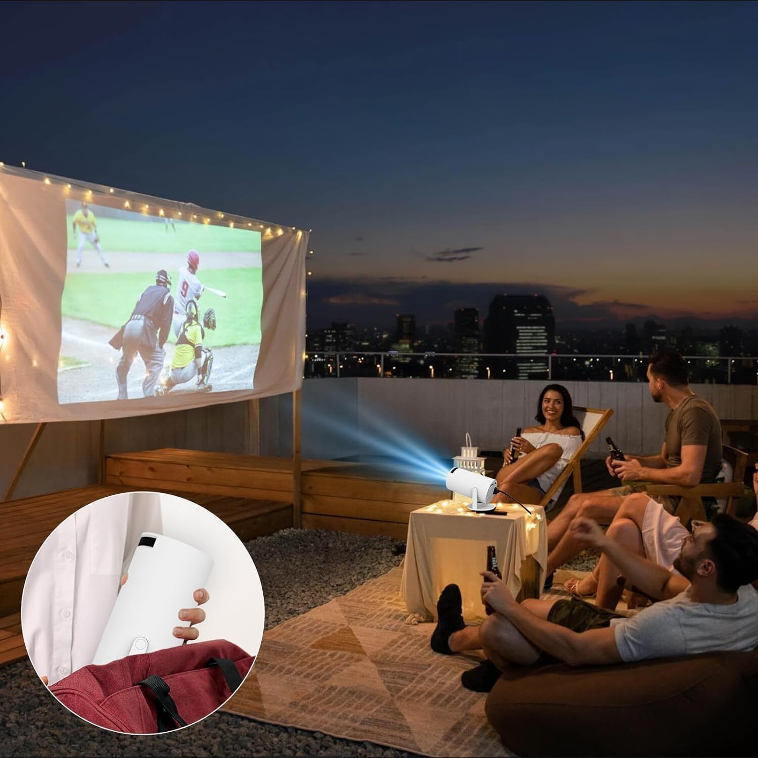 Voltegic Portable 1080P Full HD Mini Projector with 4K Support & 180° Rotation (6000 lm / 1 Speaker / Wireless / Remote Controller) Portable Projector-image-49