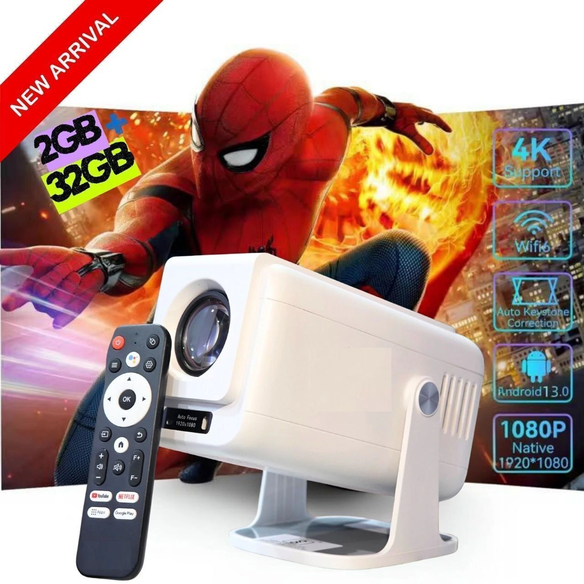 Truecode Thunder Pro 2+32GB Storage 300"Voice Assistant Autofocus 4X Brighter Dust-Filter (15500 lm) Portable Projector-image-42
