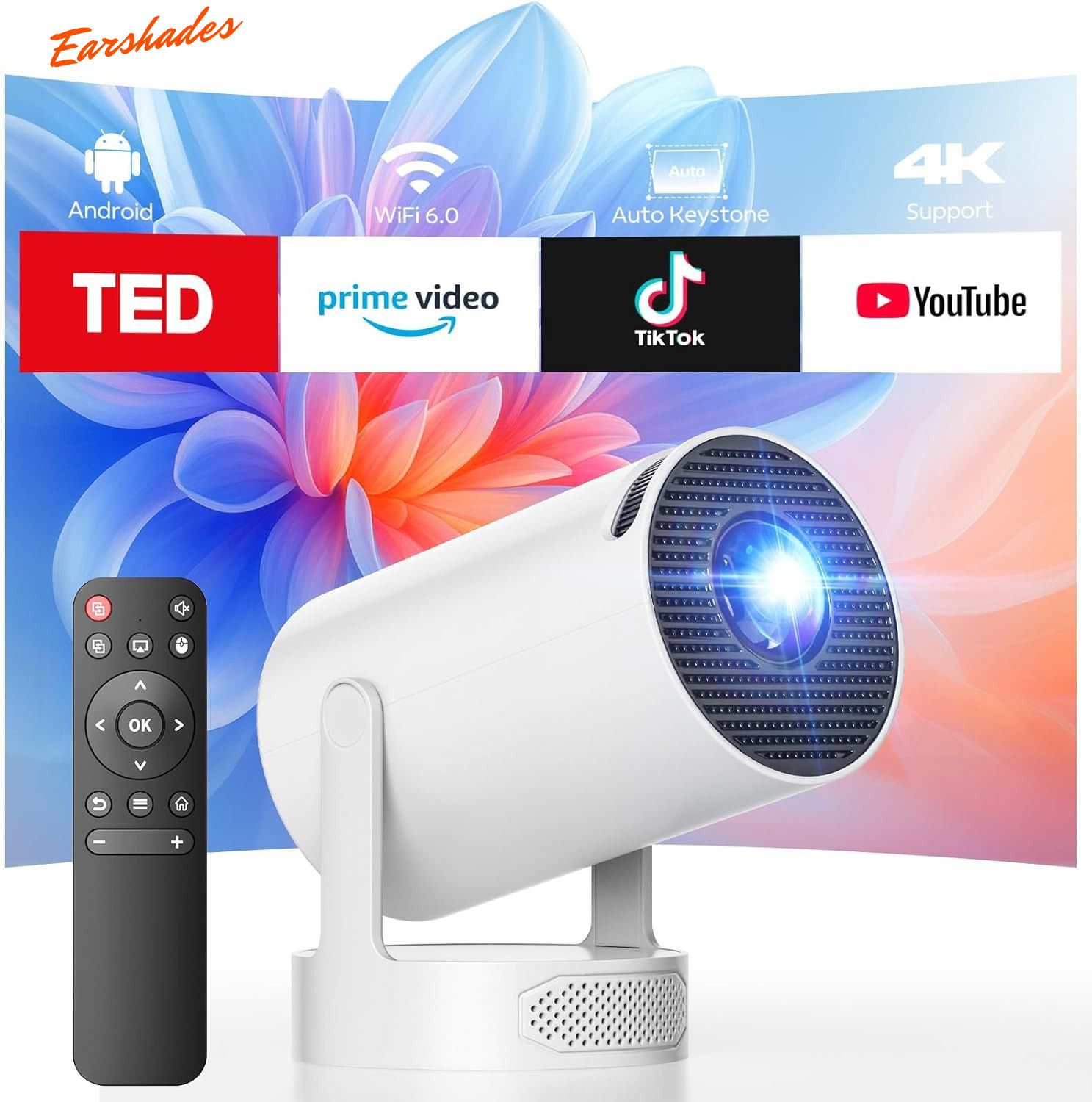 EarShades HY-300 4K Ultra HD Smart Mini Projector with WiFi, Android System E415 (4500 lm / 1 Speaker / Remote Controller) Portable Projector-image-23