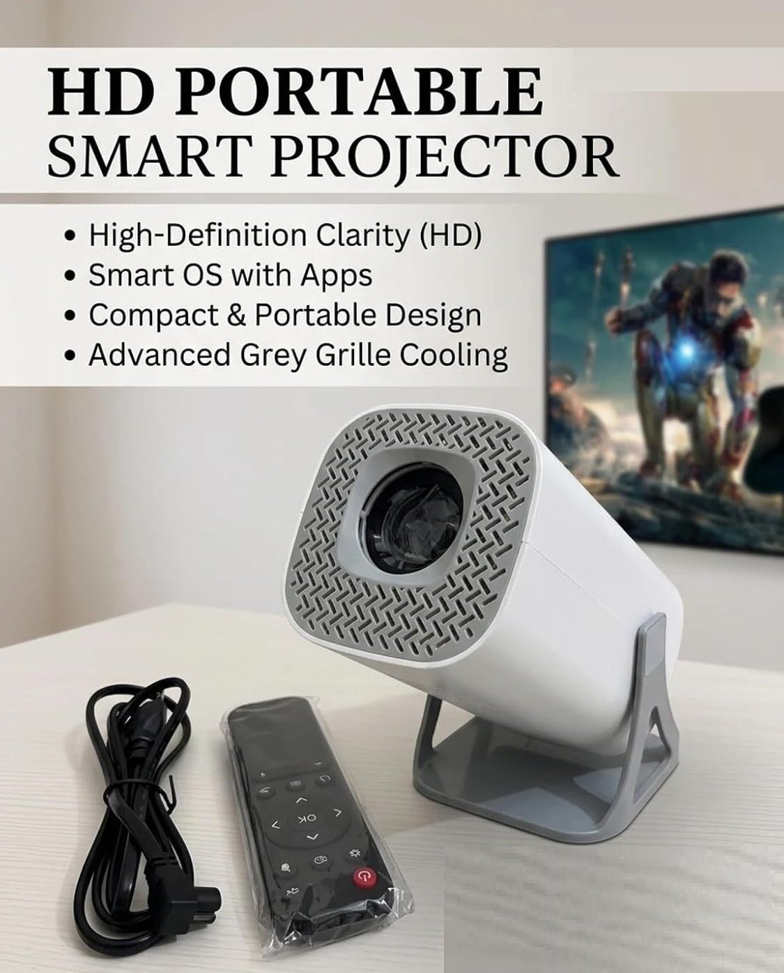 Voltegic Bluetooth 5.0 LED Projector Native 1080P for Home Entertainment (6000 lm / 1 Speaker / Wireless / Remote Controller) Portable Projector-image-5