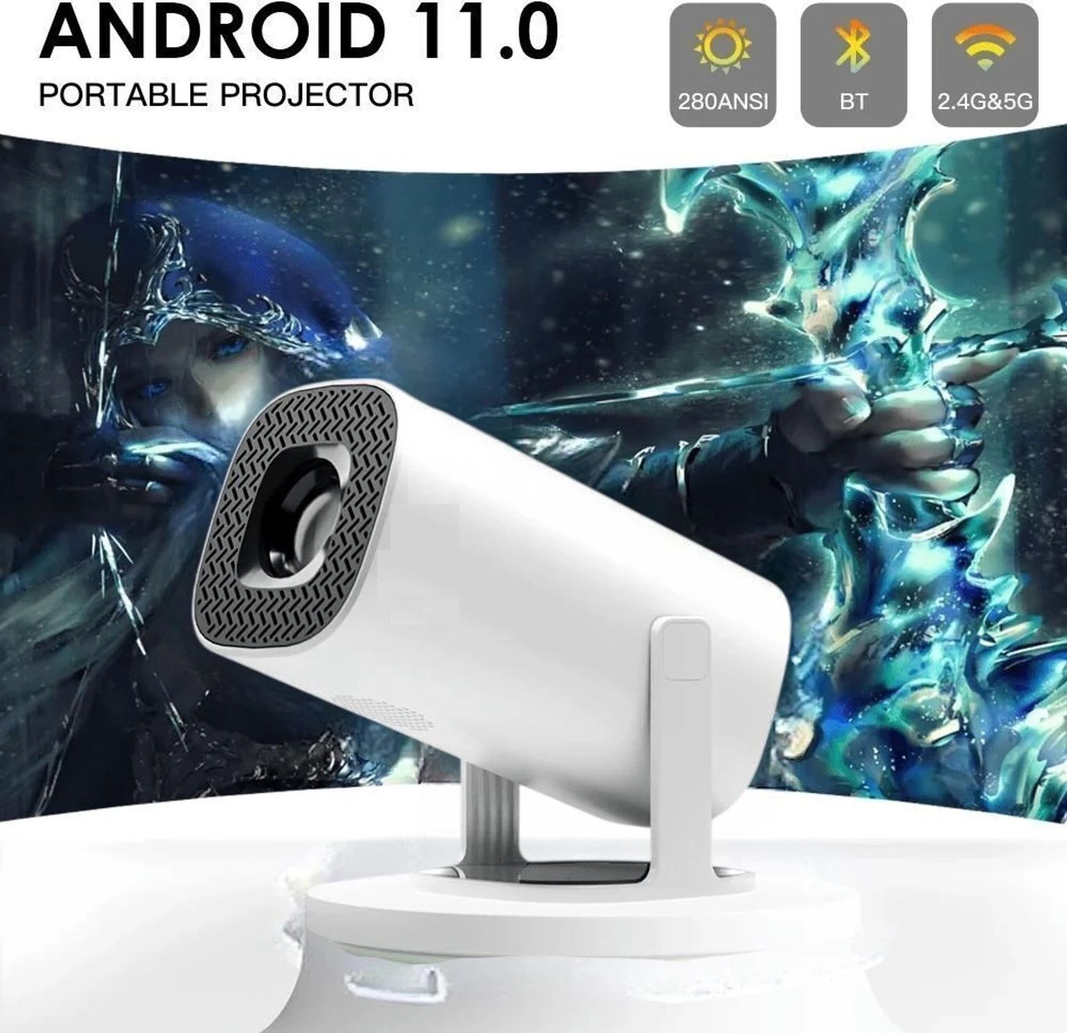 Voltegic Native 1080P LED Projector with 280 ANSI Lumens & Digital Zoom (6000 lm / 1 Speaker / Wireless / Remote Controller) Portable Projector-image-5