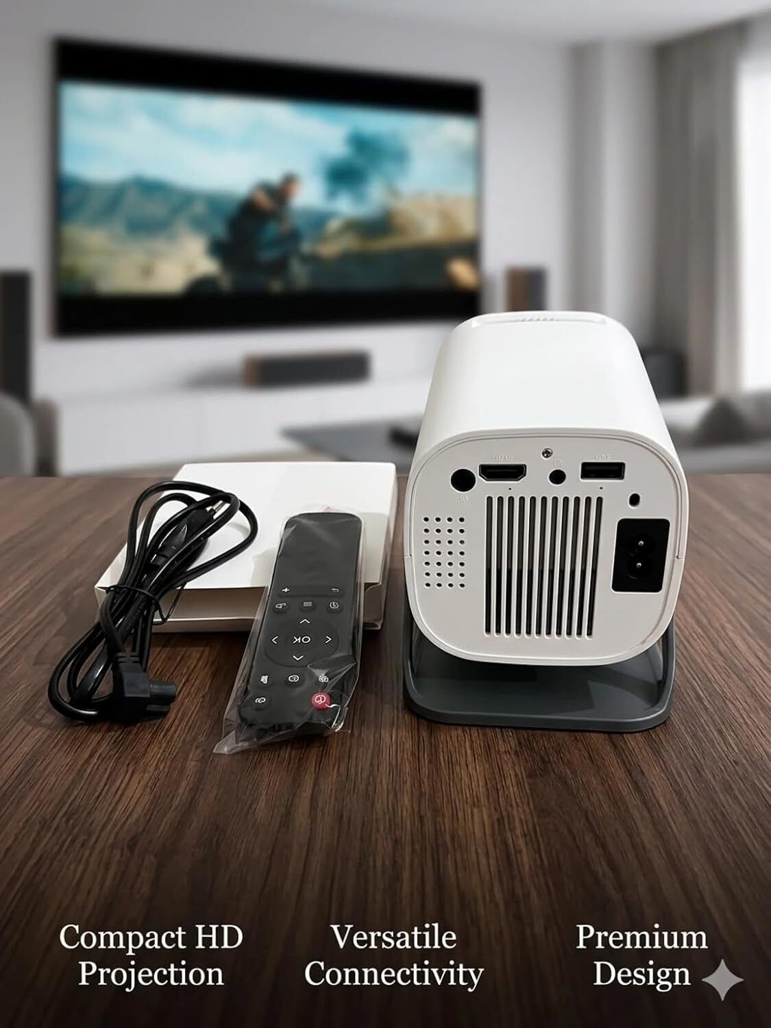 Voltegic Auto Keystone Mini Portable Projector, 4K/150 ANSI Smart Projector with WiFi (6000 lm / 1 Speaker / Wireless / Remote Controller) Portable Projector-image-47