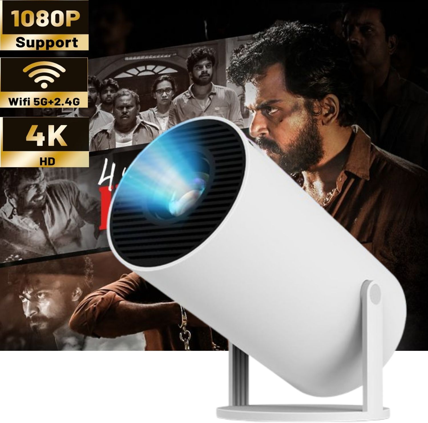 Clairbell Smart Projector for Home 4K Support Rotabable Design withApp Netflix,YouTubeK76 (4500 lm / 1 Speaker / Wireless / Remote Controller) Portable Projector-image-19