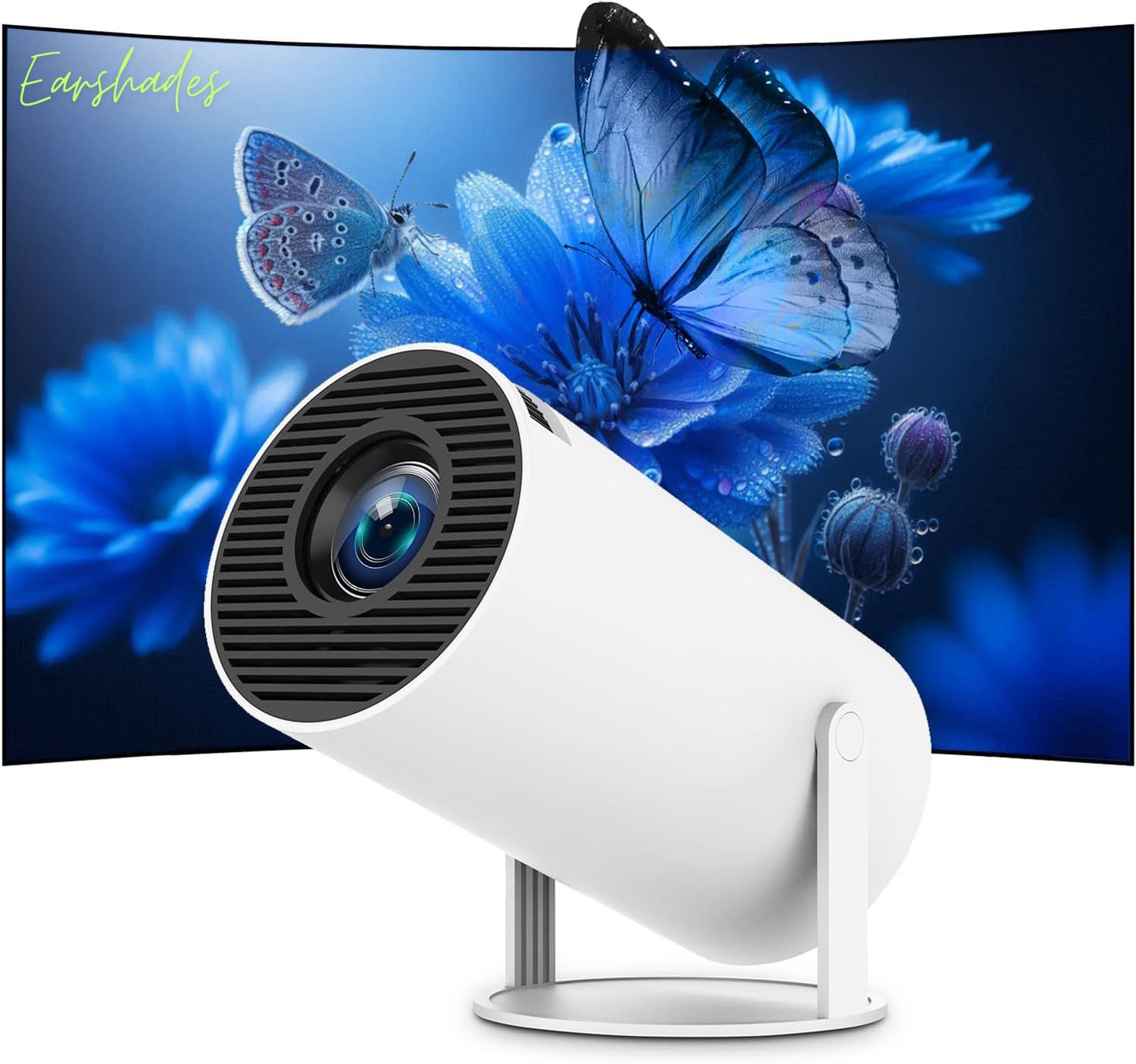 earshades hy-300 4k ultra hd smart mini projector with wifi, android system e71 (4500 lm / 1 speaker / remote controller) portable projector