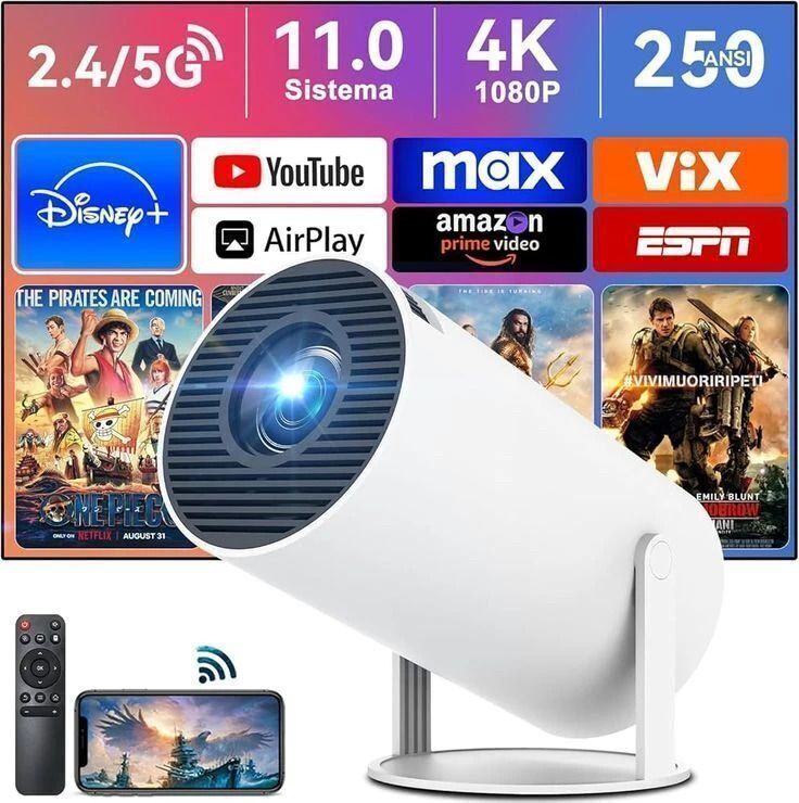 VistaraQ HY300 Pro Wireless Smart Projector WiFi Bluetooth Home Cinema (5000 lm / 1 Speaker / Wireless / Remote Controller) Portable Projector-image-1
