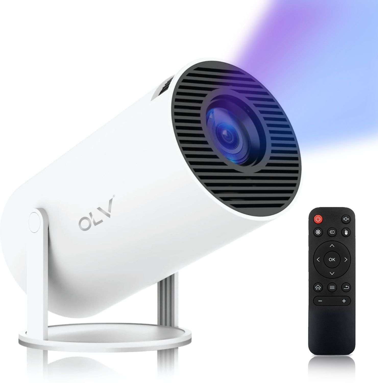 OLV Portable Mini Projector, 4K 1080P Full Smart HD, WiFi 5G BT 5.0 with 180° rotate (6000 lm / Remote Controller) Portable Projector-image-39