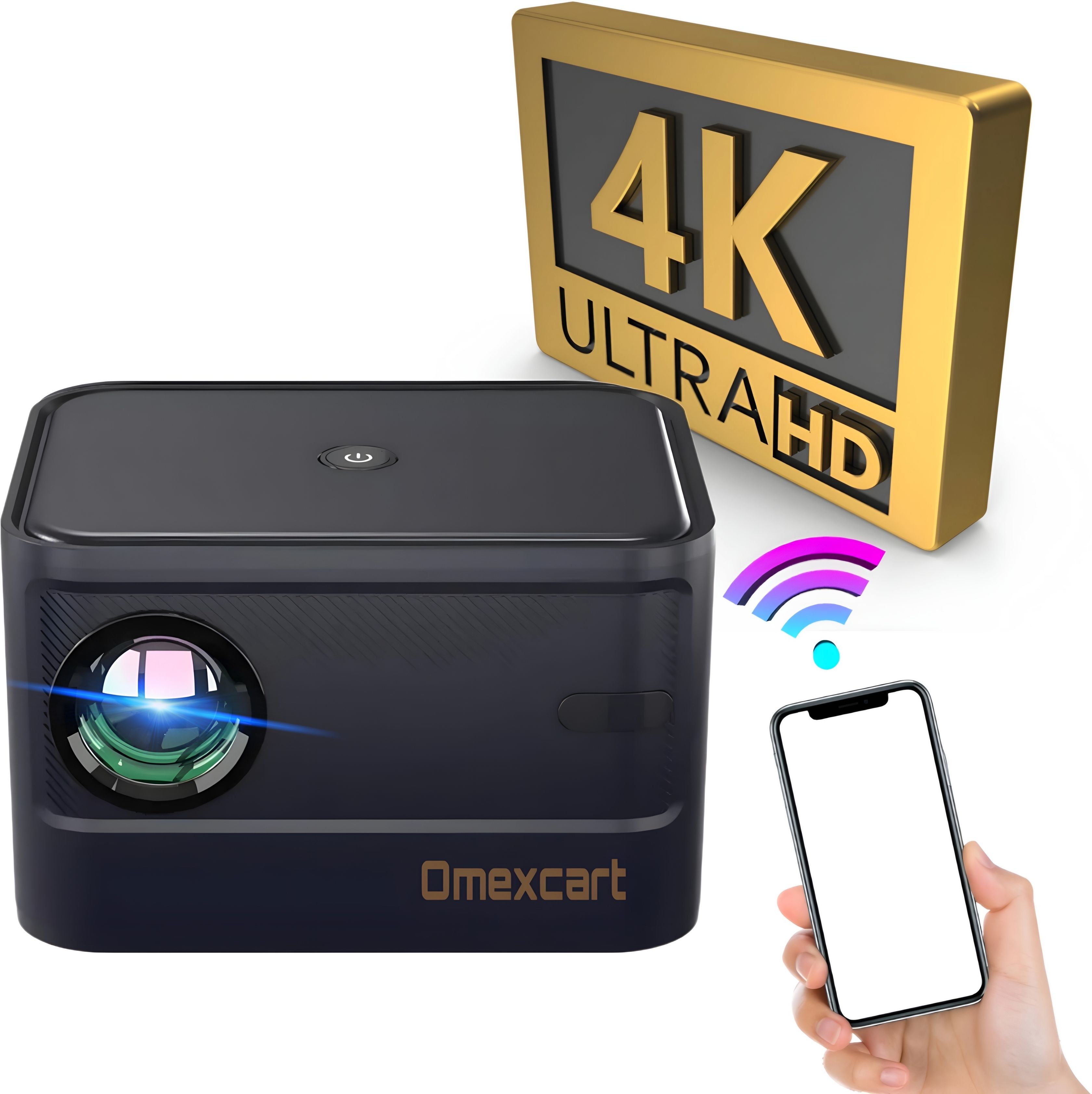 Omexcart 4K Decoding Android Wifi6 BT 5.1 Short Throw 6D Keystone Dolby Dual Wi-Fi (6500 lm / 2 Speaker / Wireless / Remote Controller) Portable Projector-image-6
