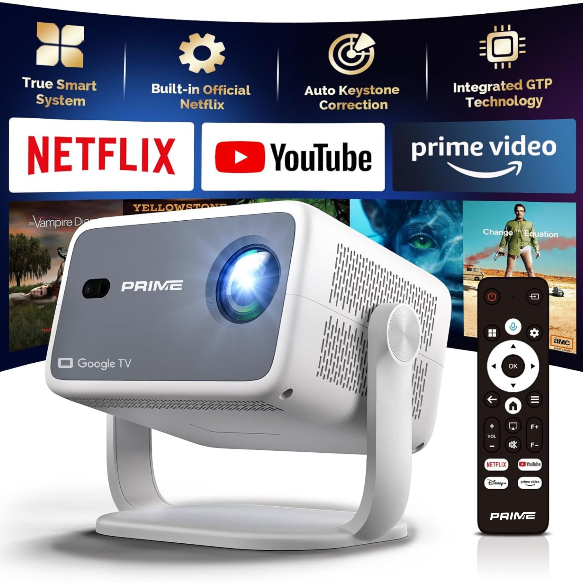 Prime Projector Prime GTV Pro | GTV OS Smart Projector | Netflix OTT Certified | 4K Ultra (12000 lm / 2 Speaker / Wireless / Remote Controller) Portable Projector-image-13