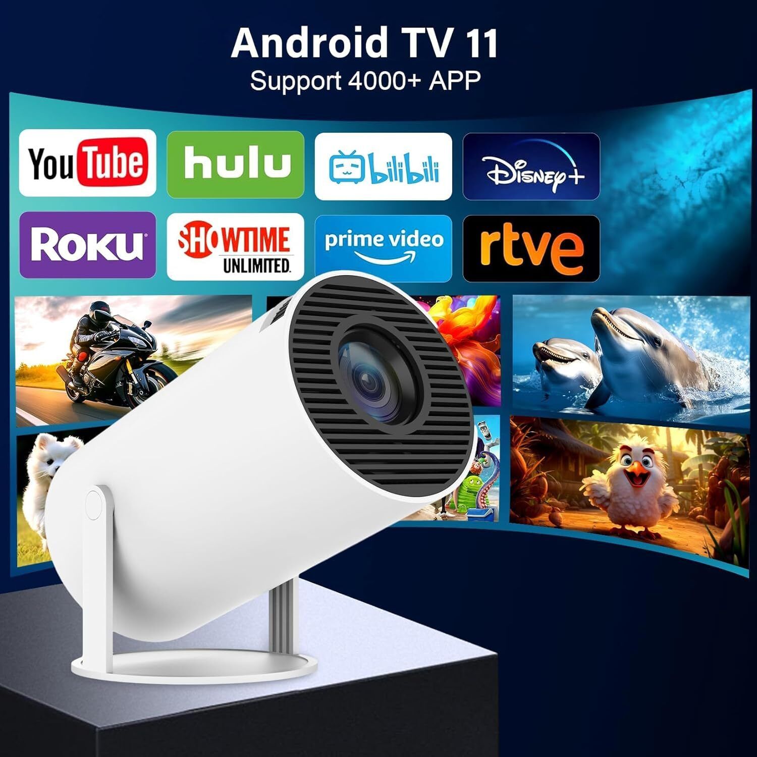 Voltegic M5 Compact Mini Projector with WiFi, Android & Auto Focus (6000 lm / 1 Speaker / Wireless / Remote Controller) Portable Projector-image-25