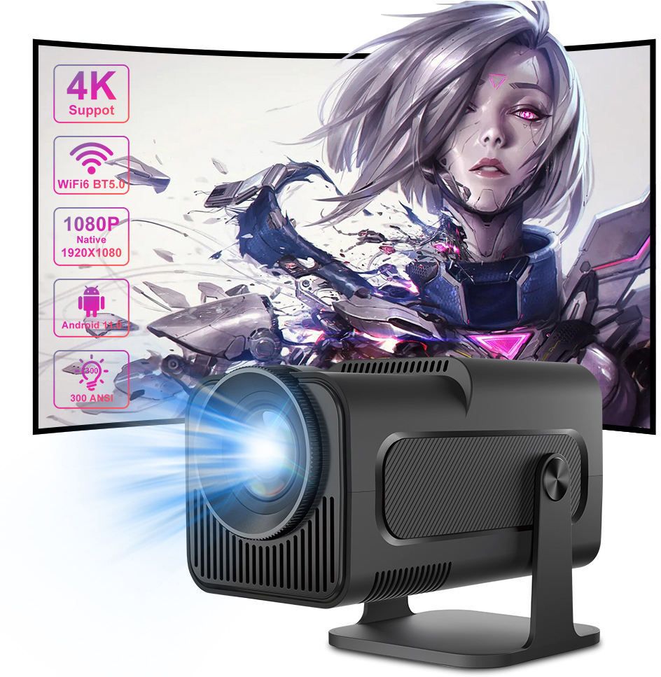 VistaraQ HY320 Mini 4K Support Native HD Android 11 Smart Projector (5000 lm / 1 Speaker / Wireless / Remote Controller) Portable Projector-image-2