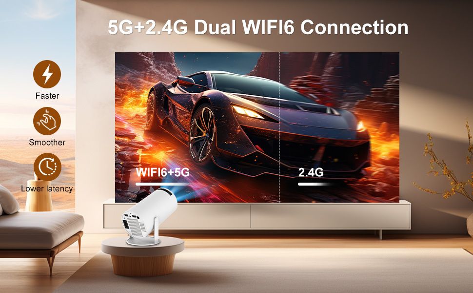 Voltegic Portable WiFi Bluetooth Mini Projector for Home Theater & Gaming (6000 lm / 1 Speaker / Wireless / Remote Controller) Portable Projector-image-47