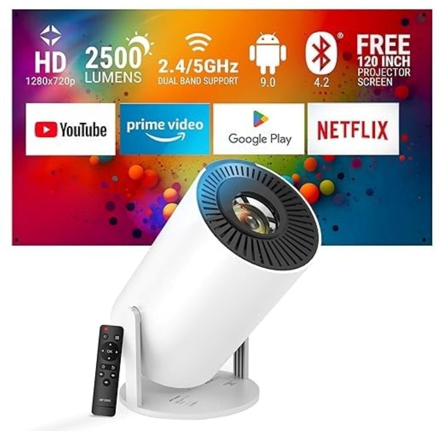 Voltegic M5 Portable LED Projector for Home Theater & Office Presentations (6000 lm / 1 Speaker / Wireless / Remote Controller) Portable Projector-image-26