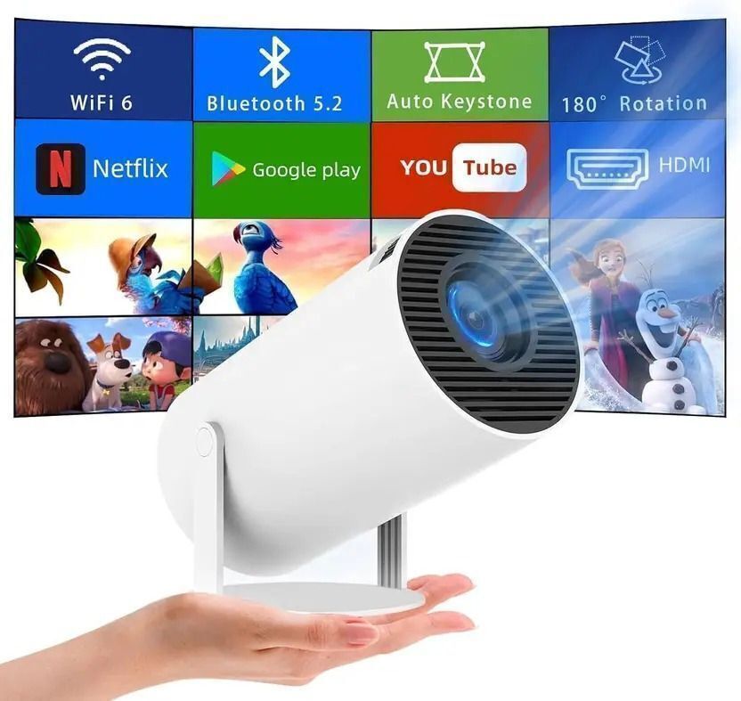 Divine creation HY300 HD Smart Mini Portable Projector WiFi & Bluetooth|180° Rotating D132 (4800 lm / Wireless / Remote Controller) Portable Projector-image-6