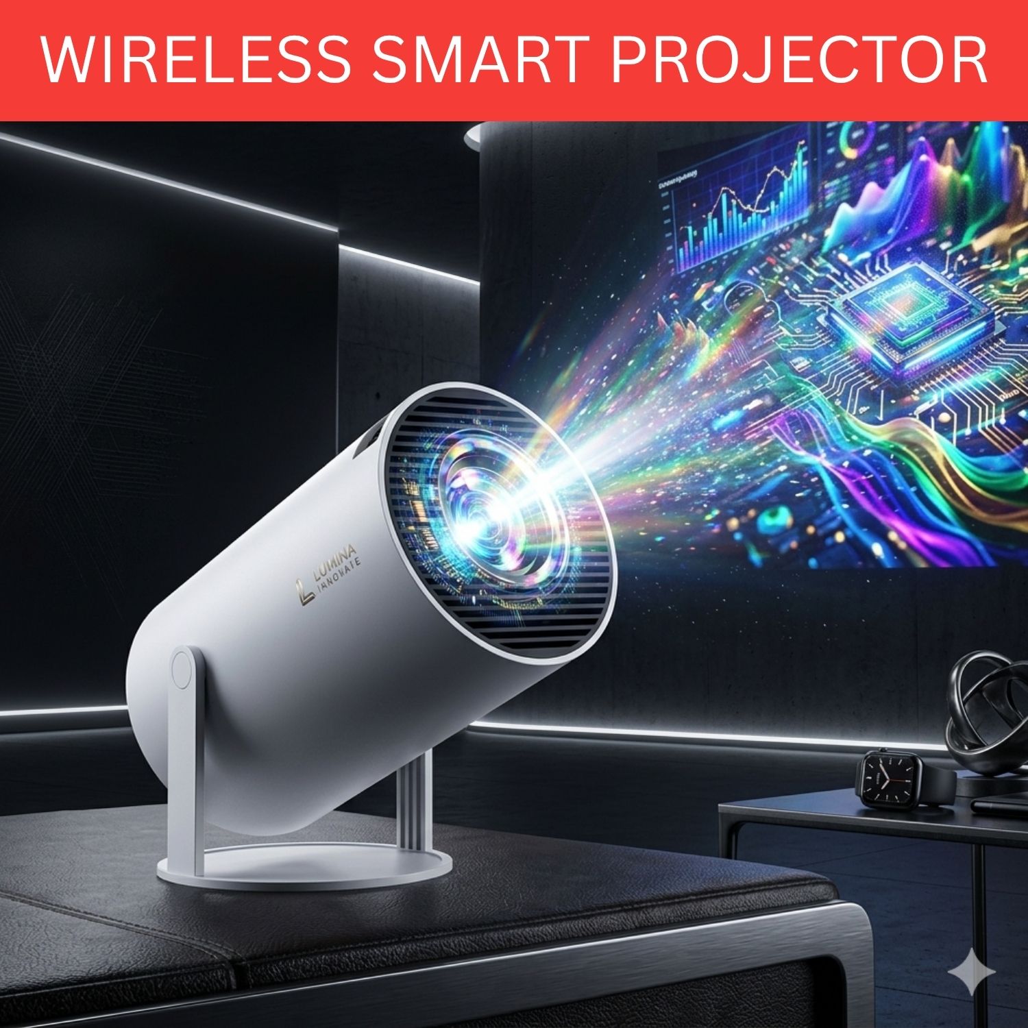 SYARA Projector, 4K 1080P Full HD Projector, WiFi 5G Compatible With Mobile/LaptopF215 (4500 lm / 1 Speaker / Wireless / Remote Controller) Portable Projector-image-14