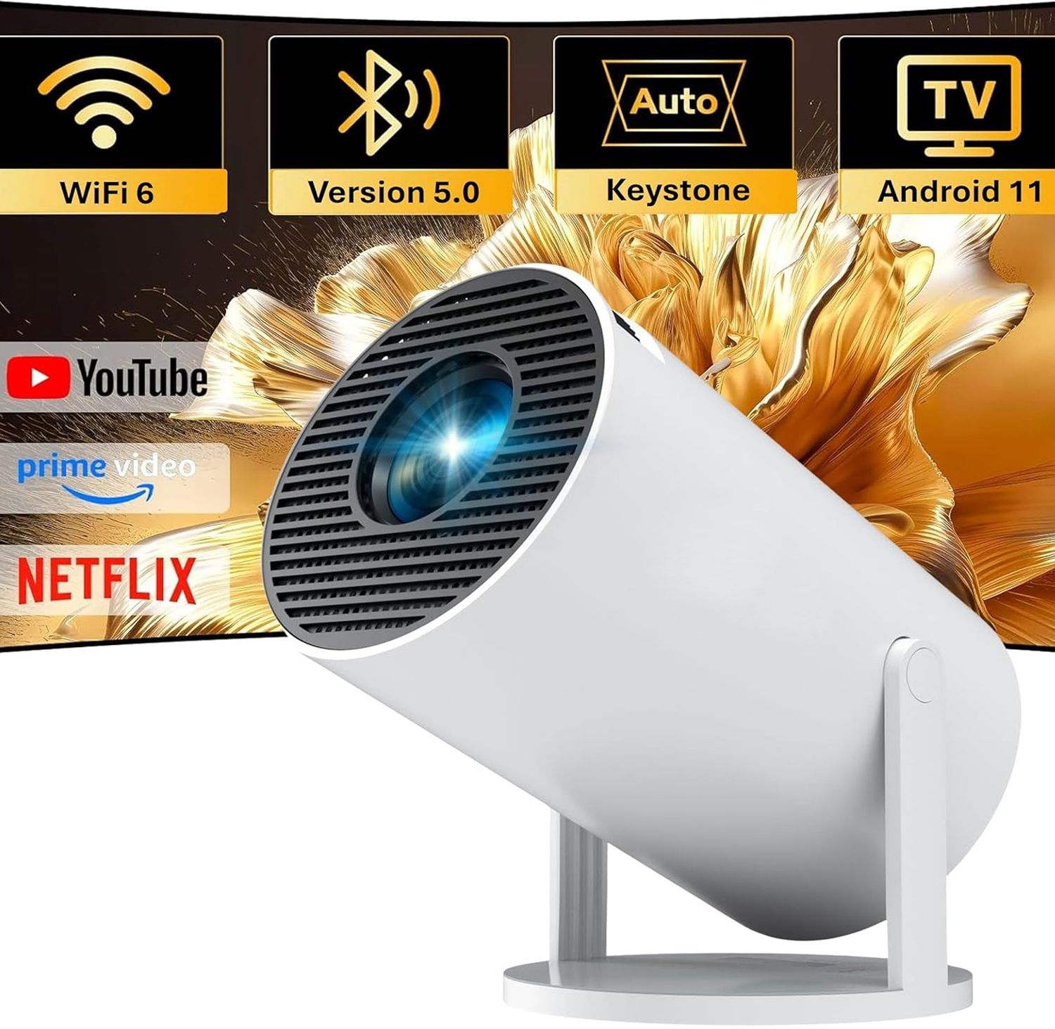 Mudo Smart LED Projector: WiFi Bluetooth, Auto Vertical Correction, Short Throw (2000 lm / Wireless / Remote Controller) Portable Projector-image-13