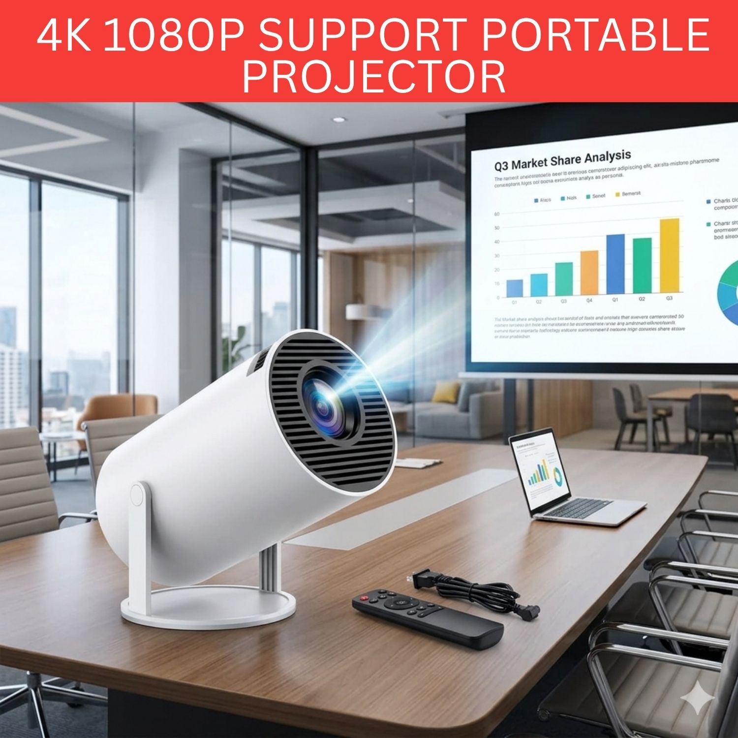Clairbell Projector, 4K 1080P Full HD Projector, WiFi 5G Compatible With Mobile/LaptopD114 (4500 lm / 1 Speaker / Wireless / Remote Controller) Portable Projector-image-46