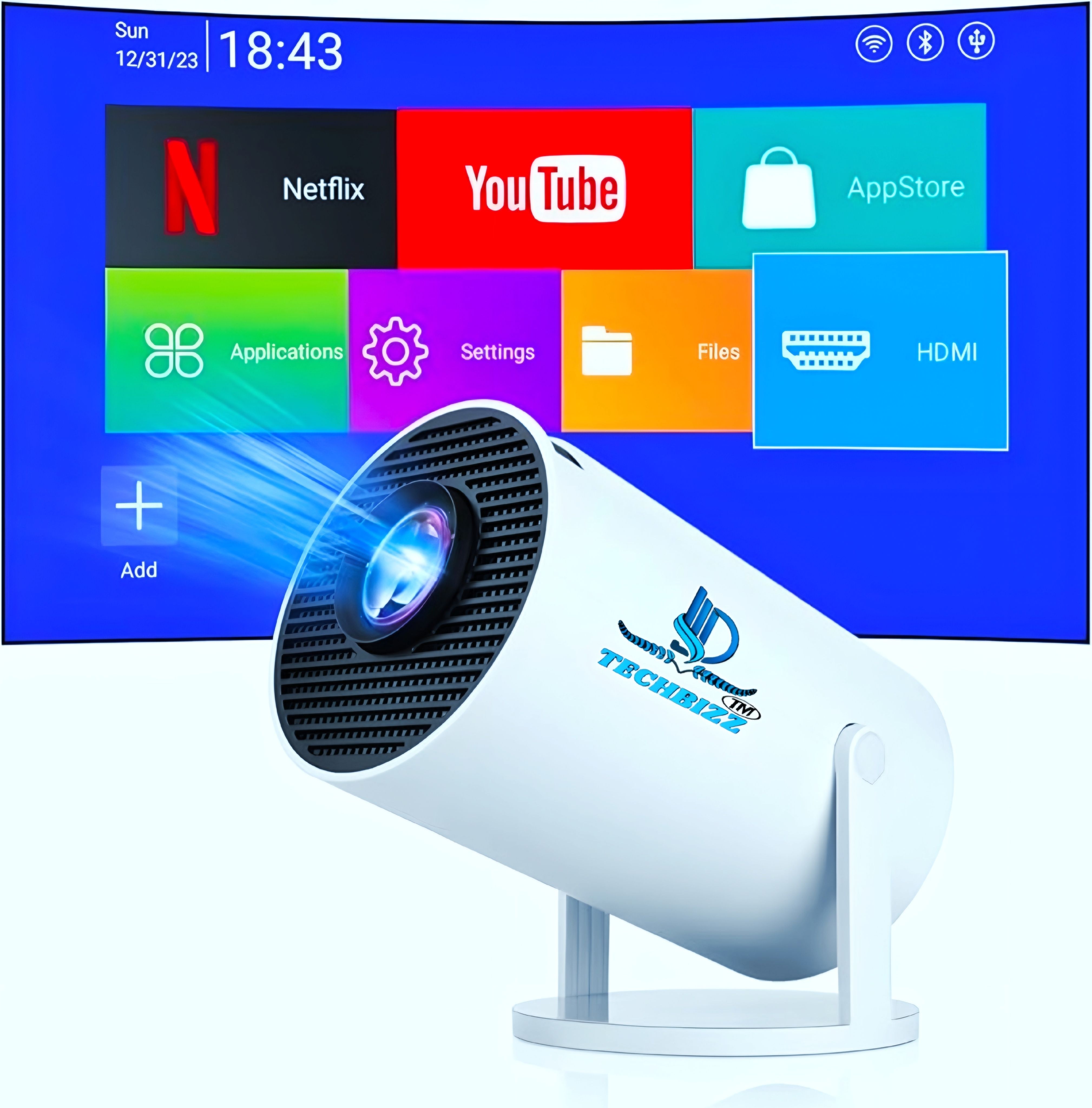 TECHBIZZ HY 300 SMART PROJECTOR | UPGRADED APPS WORK WITH HDMI CABLE | (4700 lm / 1 Speaker / Wireless / Remote Controller) Portable Projector-image-48