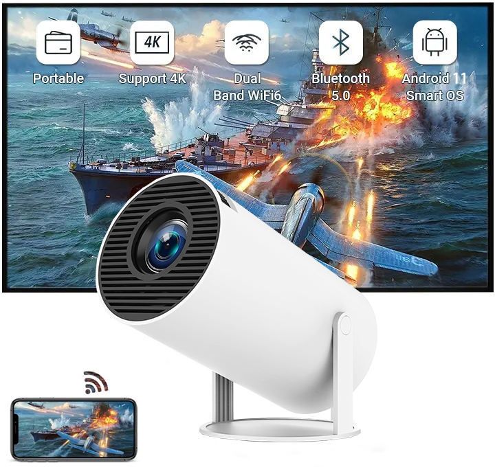 VistaraQ HY300 Pro Home Cinema Smart Projector HD 4K Support (5000 lm / 1 Speaker / Wireless / Remote Controller) Portable Projector-image-10