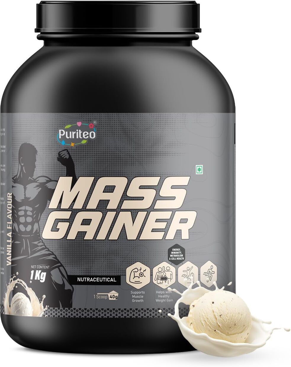 Mass Gainer | BCAAs & Creatine for Muscle Growth | Chocolate Flavour |1kg Weight Gainers/Mass Gainers-image-45
