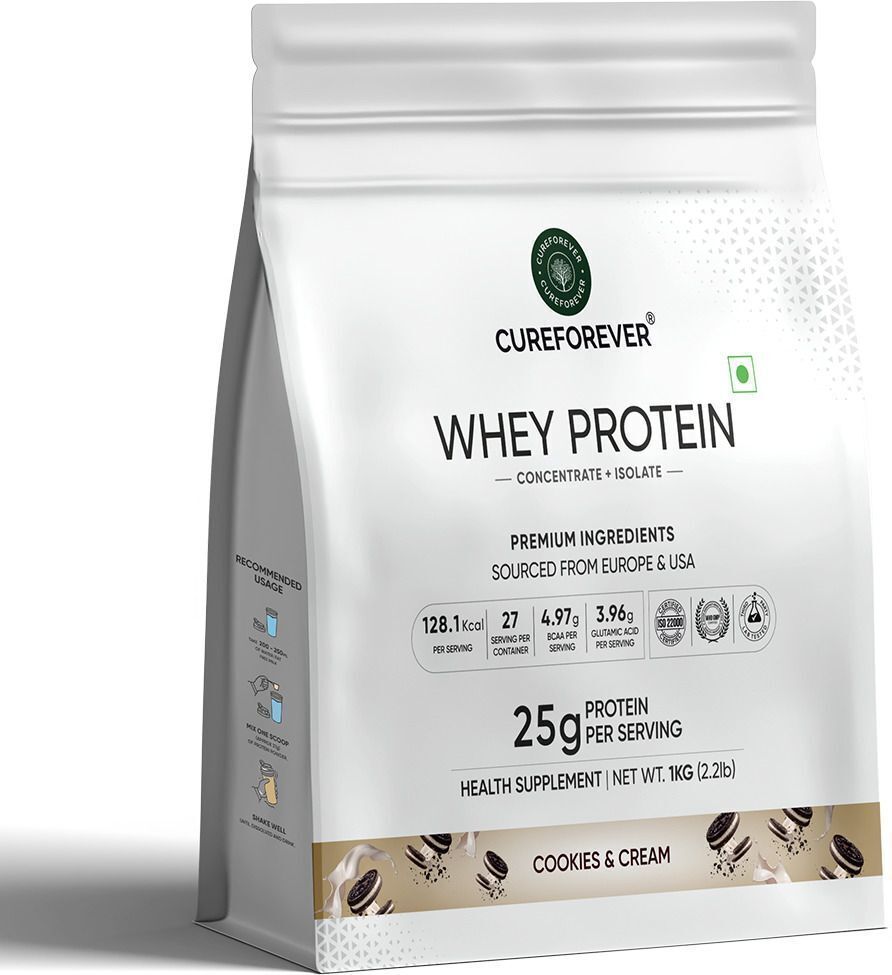 cureforever Whey Protein Concentrate 1 kg with Isolate whey Protein 25g Protein Per Scoop Whey Protein-picture-15