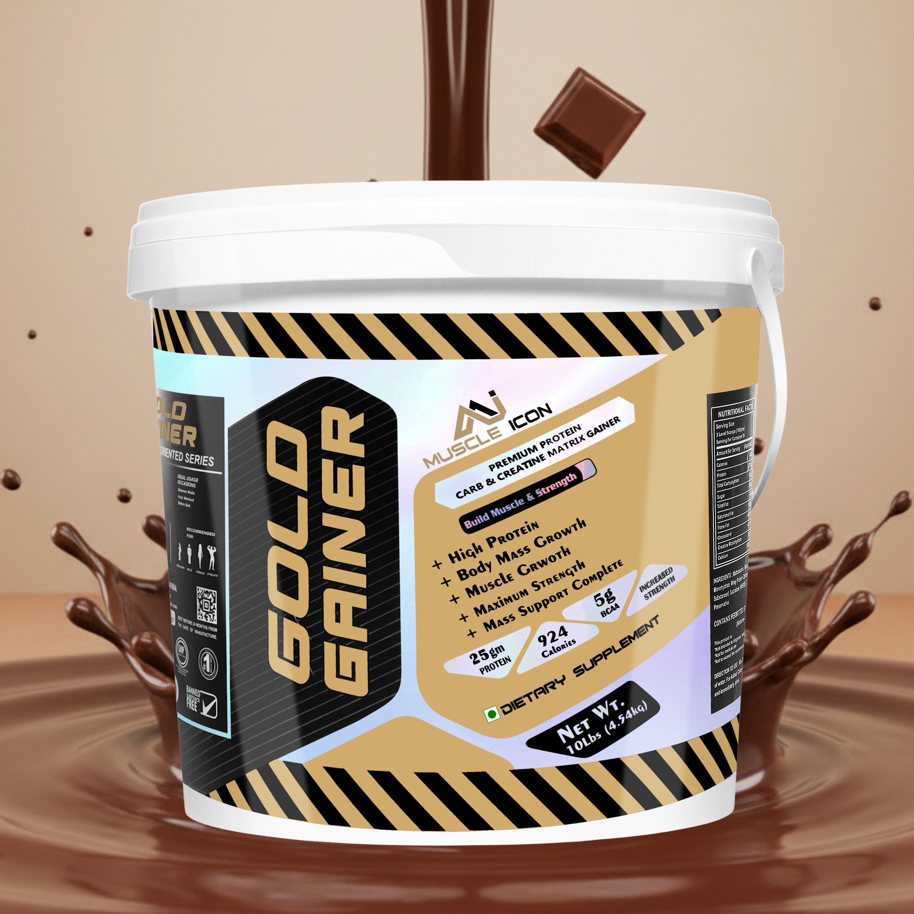 Gold Gainer Weight Gainer Protein Powder High Calorie with Creatine & BCAA Weight Gainers/Mass Gainers-image-22