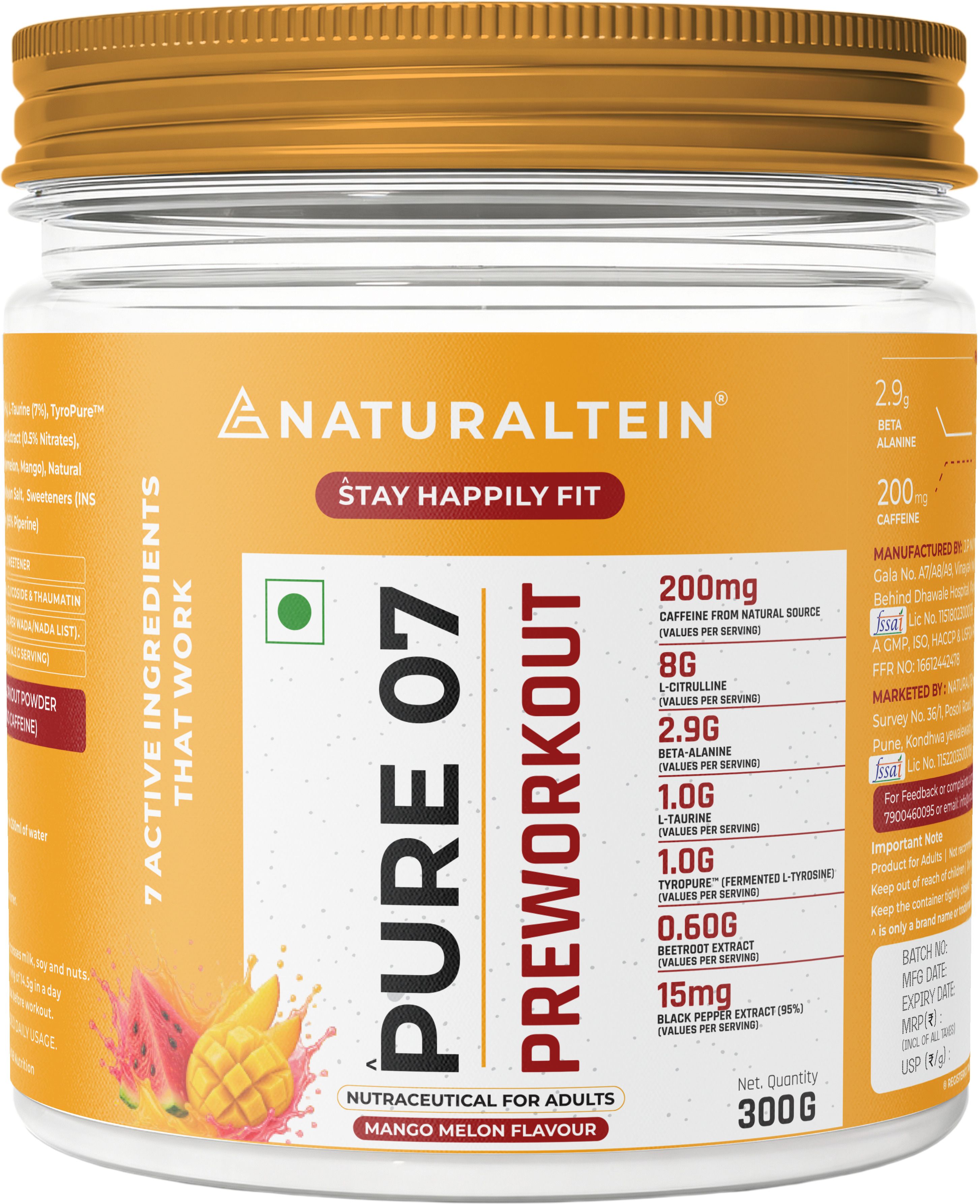 naturaltein PURE-07 Natural and Vegan Pre-Workout Supplement Pre Workout-picture-16
