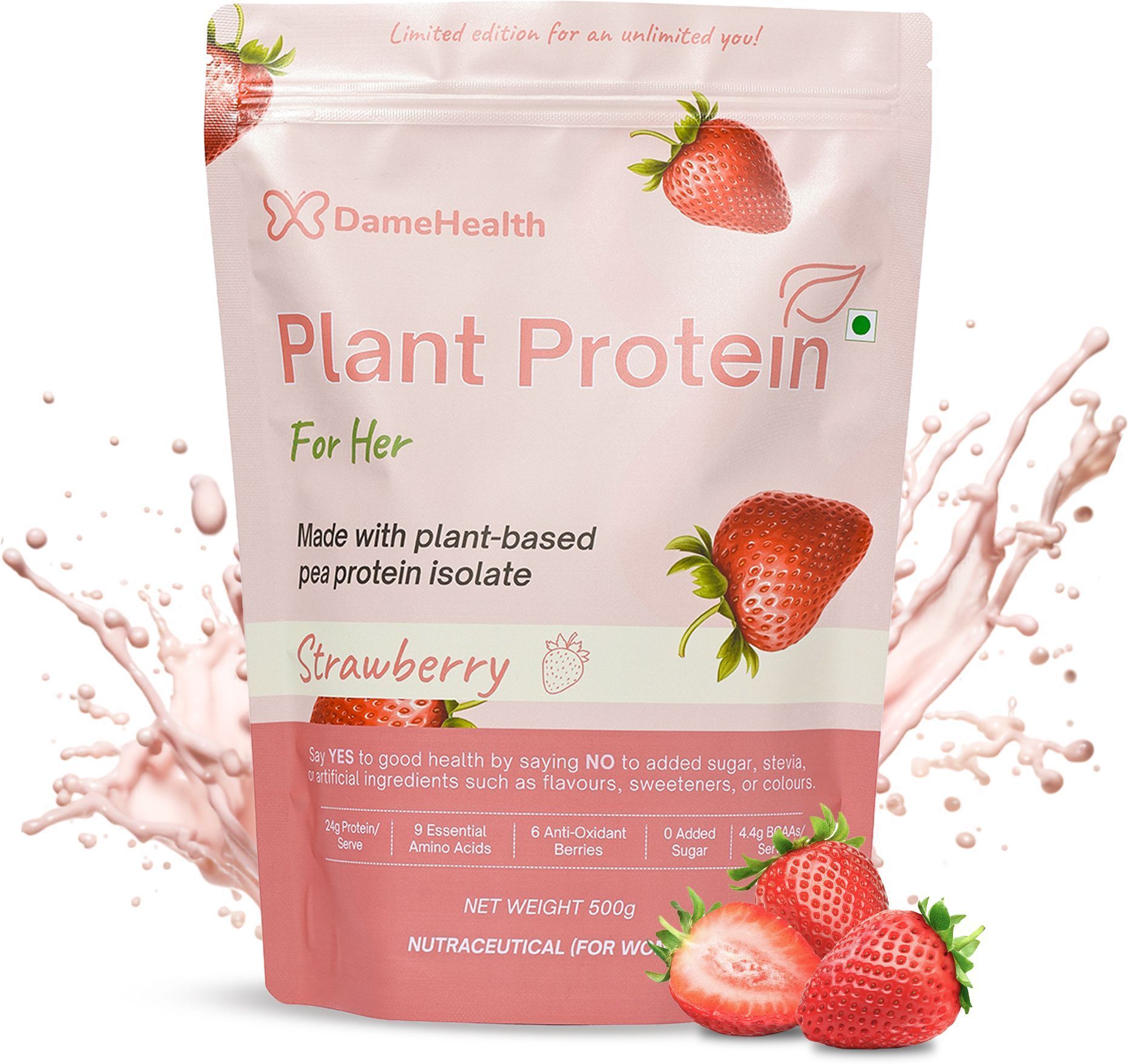 dame health Women’s Plant Protein 24g/Serve - 500gm Pack of 1 100%Natural Safe Pea Isolate Plant-Based Protein-picture-12