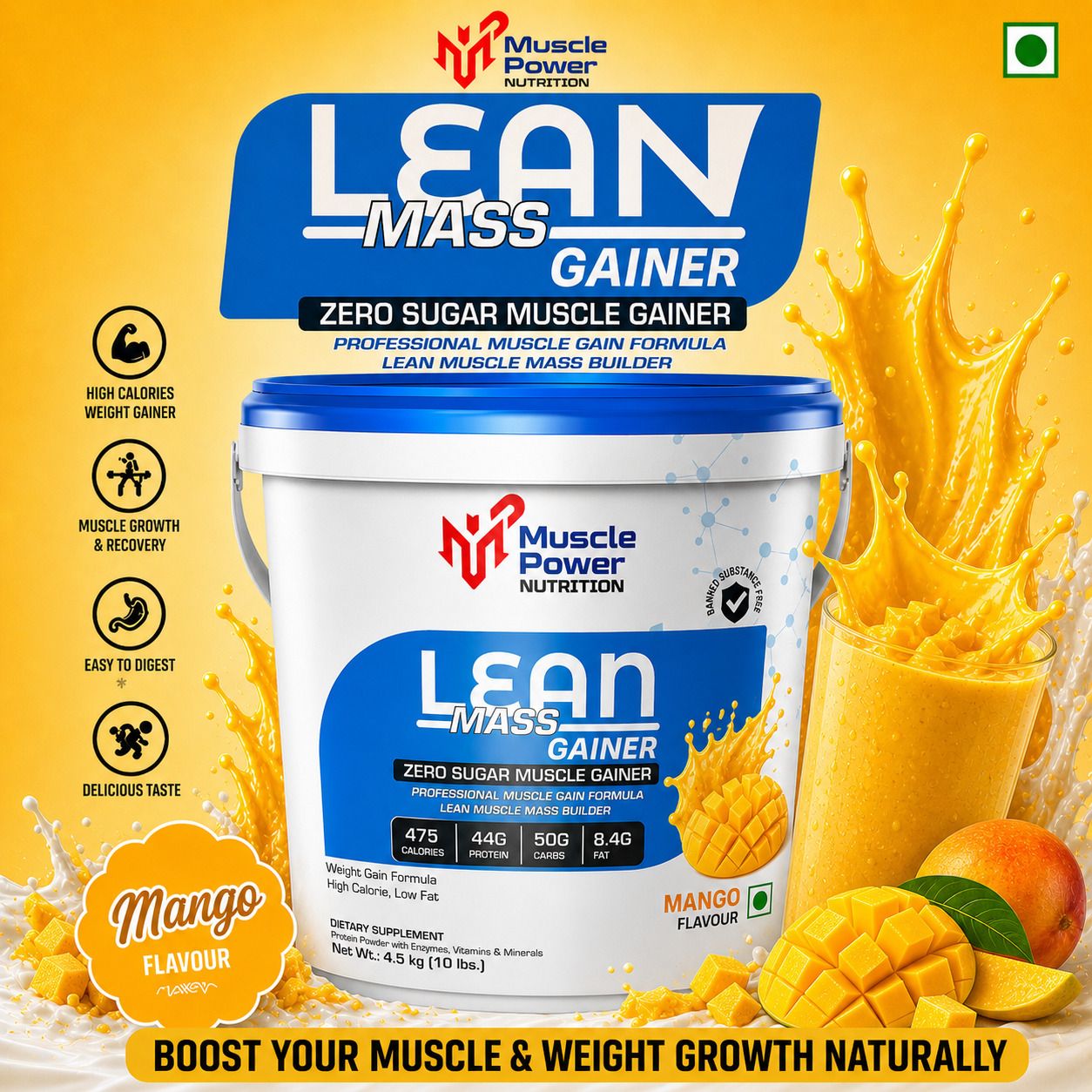 56 inches MUSCLE POWER NUTRITION LEAN MASS GAINER 4.5KG Weight Gainers/Mass Gainers-picture-13