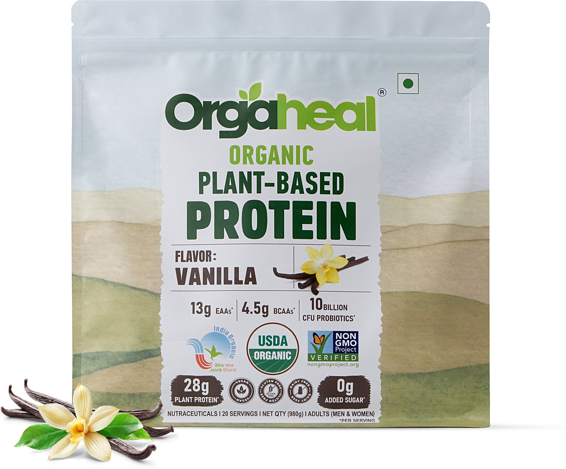 Vanilla Plant-Based Pea Protein Powder, USDA & India Organic Certified Plant-Based Protein-image-42