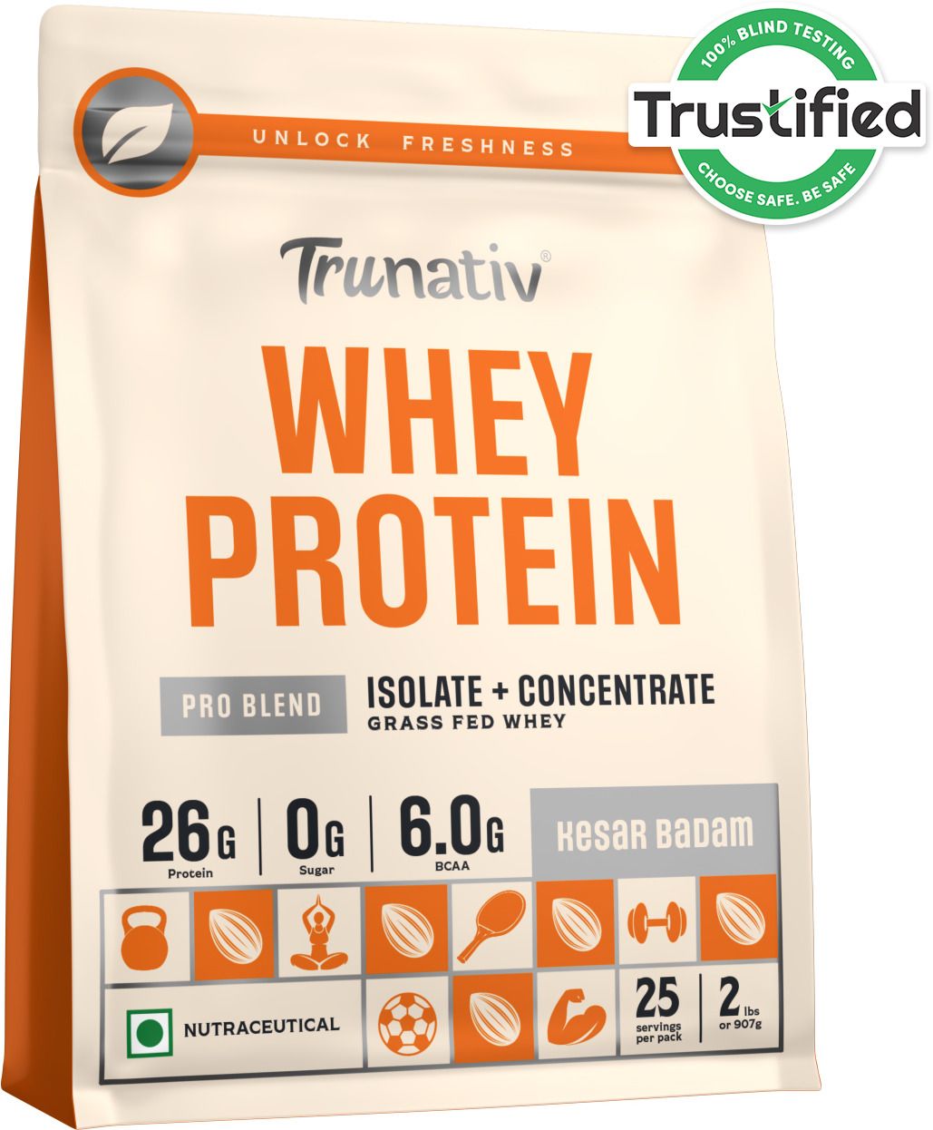 Pro Blend Whey Protein, Grass-Fed Whey, 26g Protein, 6g BCAA, No Sugar, Whey Protein-image-44