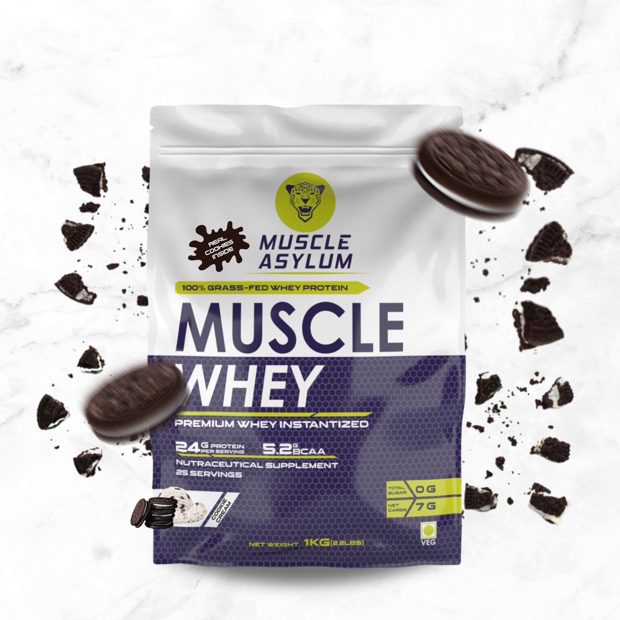 muscle asylum Premium Whey Protein With Real Cookie Inside l 24g Protein/Serving Whey Protein-picture-18