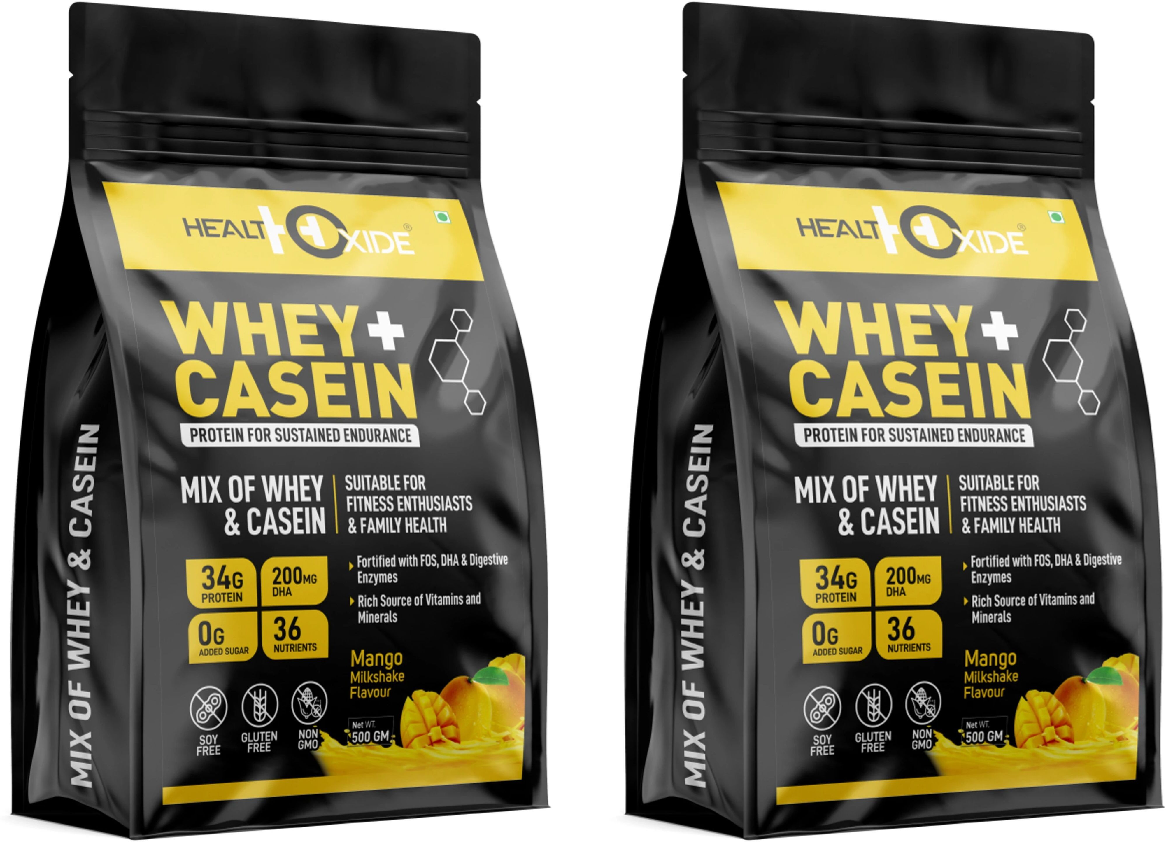 healthoxide Whey & Casein Protein Mango | Milk Protein Blend for Muscle Recovery Protein Blends-picture-16