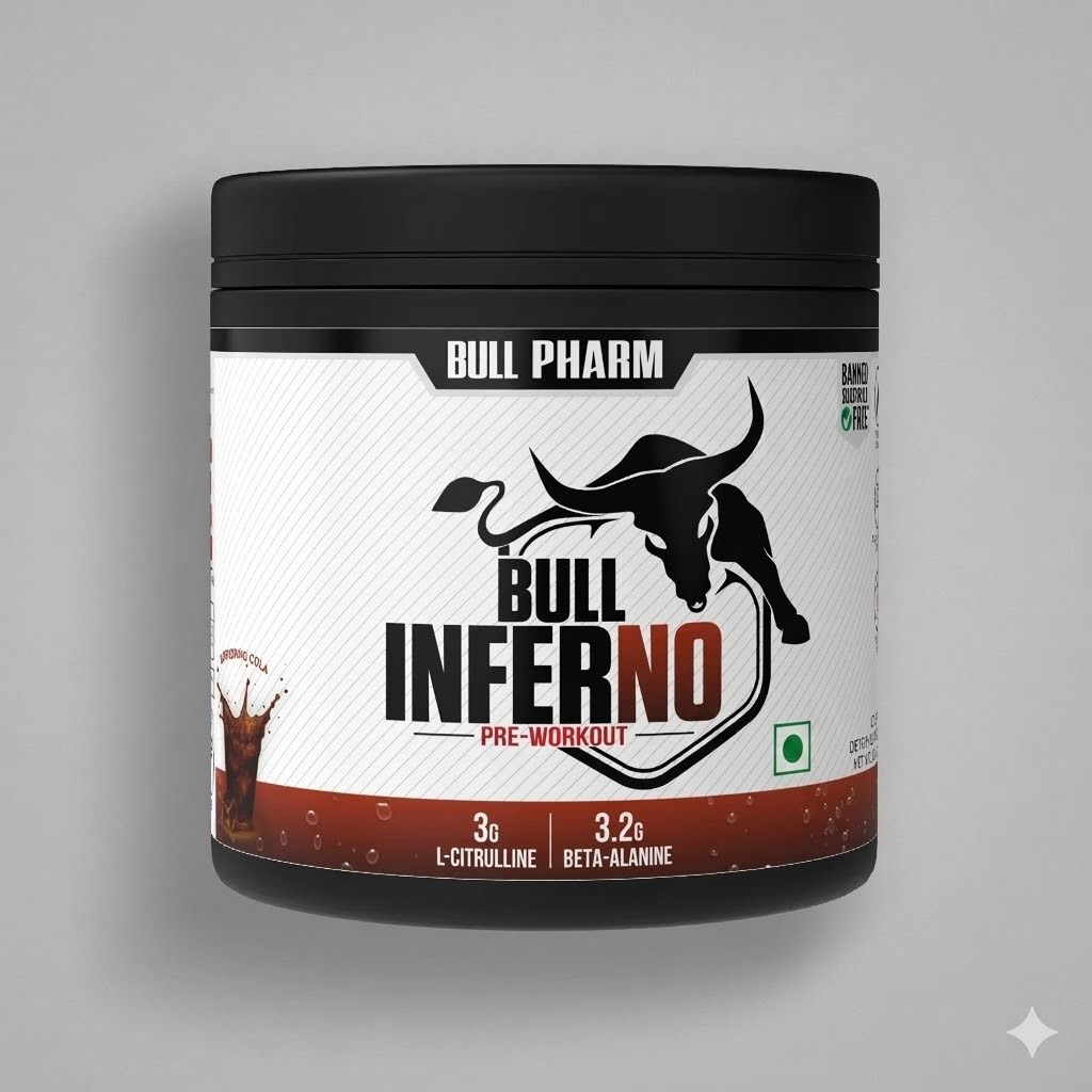 bullpharm BULL INFERNO Pre Workout Powder Refreshing Cola Flavour Casein Protein-picture-27