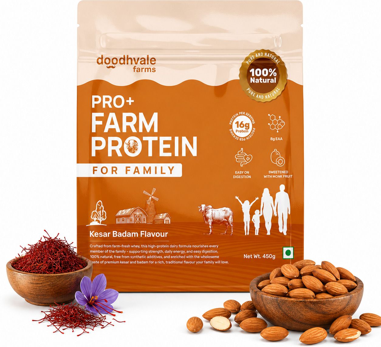 doodhvale farms PRO+ Farm Protein Family Kesar Badam Whey Protein-picture-43