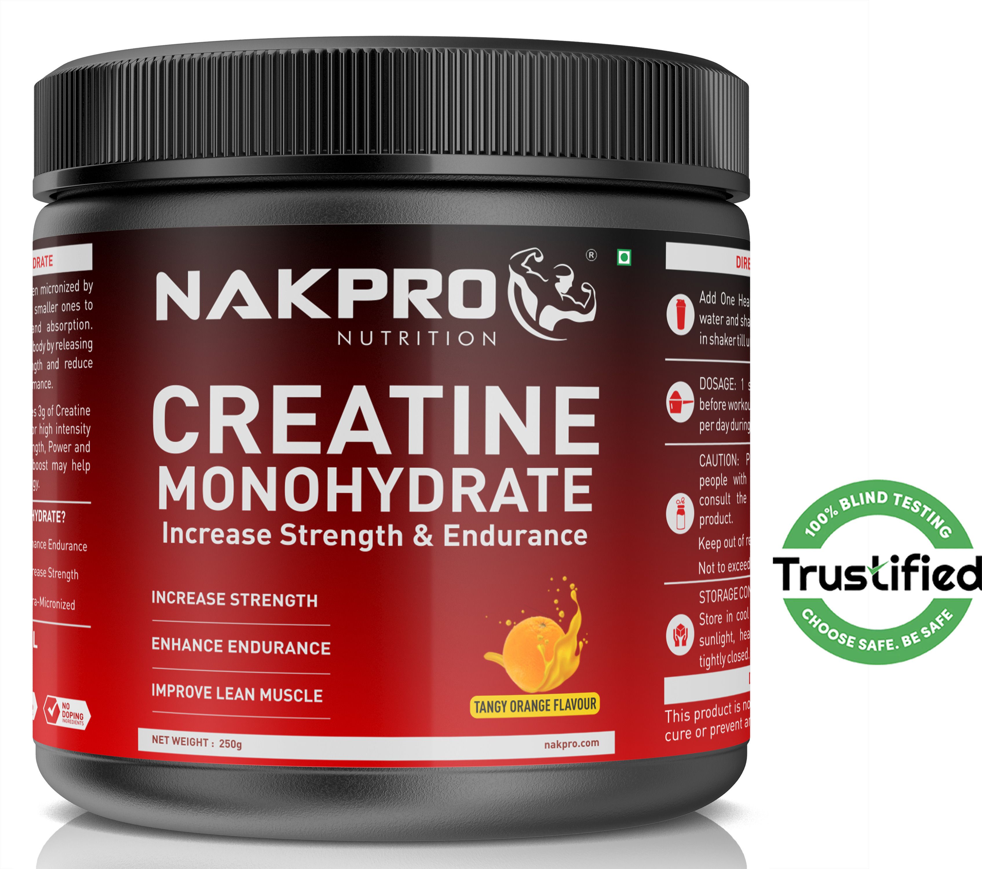Micronized Creatine Monohydrate Jar Trustified Certified, Supports Muscle Growth Creatine