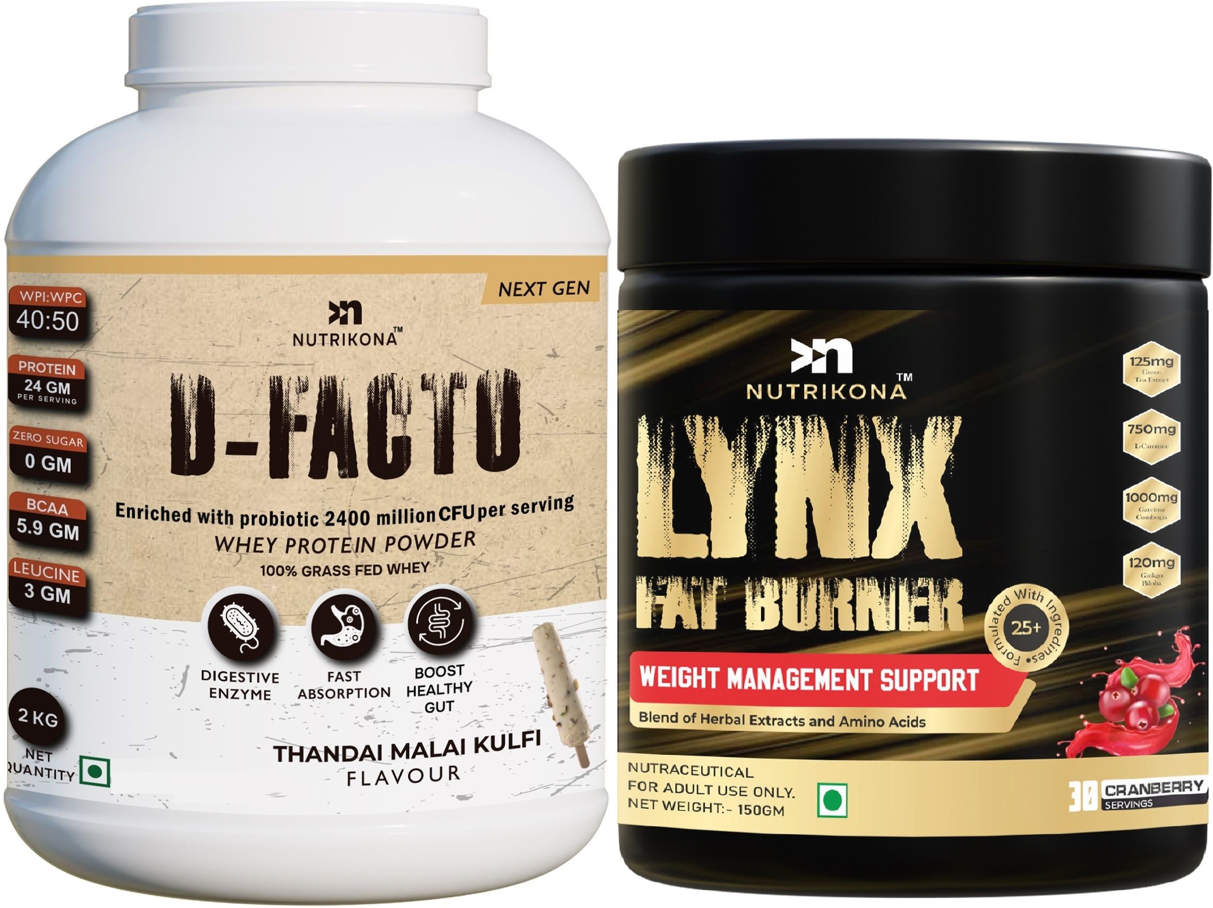 nutrikona D-Facto Whey Protein 2kg with LYNX Fat Burner Weight Management Formula Whey Protein-picture-42