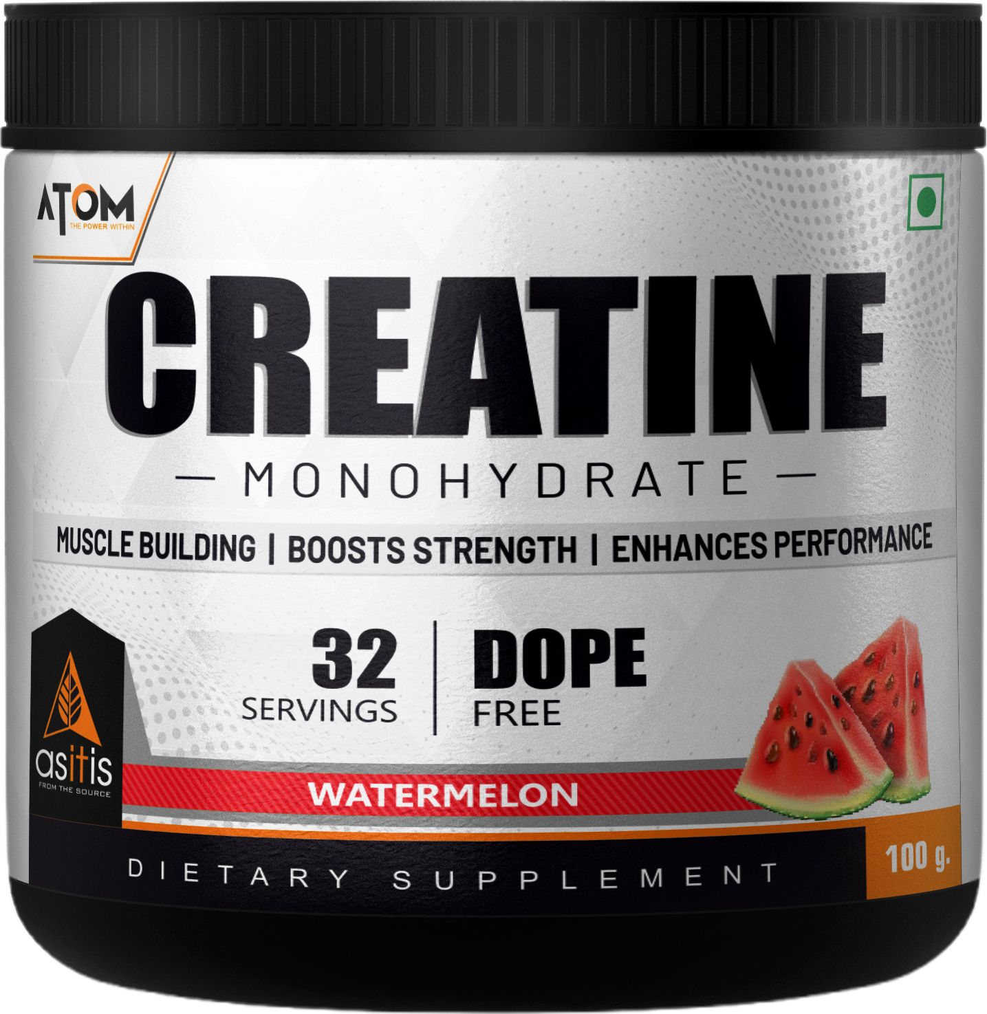 ATOM Creatine Monohydrate Powder 100 grams - 32 Servings Creatine-image-31