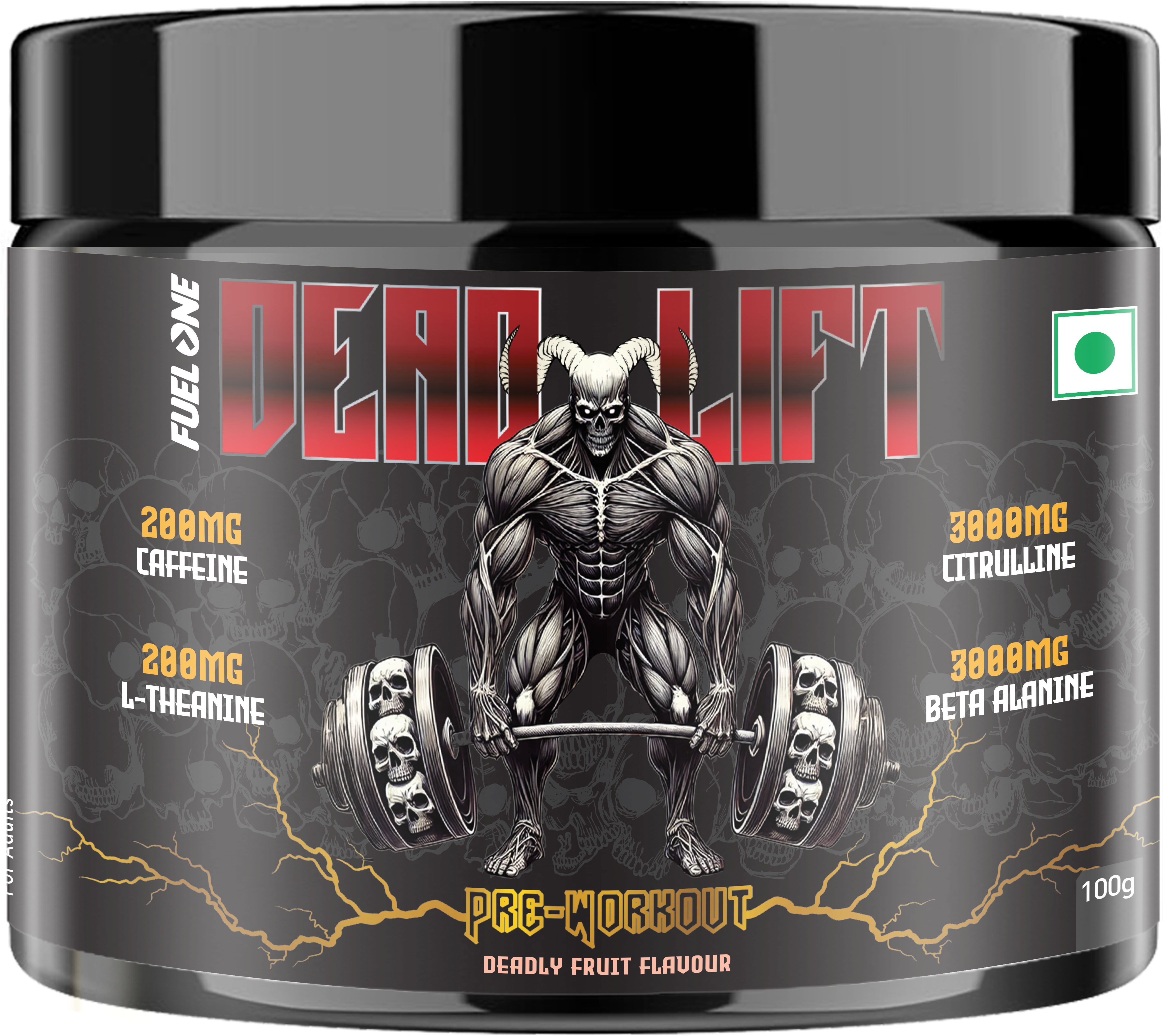 Dead-Lift Pre Workout | 200mg Caffeine, 200mg L-Theanine Pre Workout-image-36