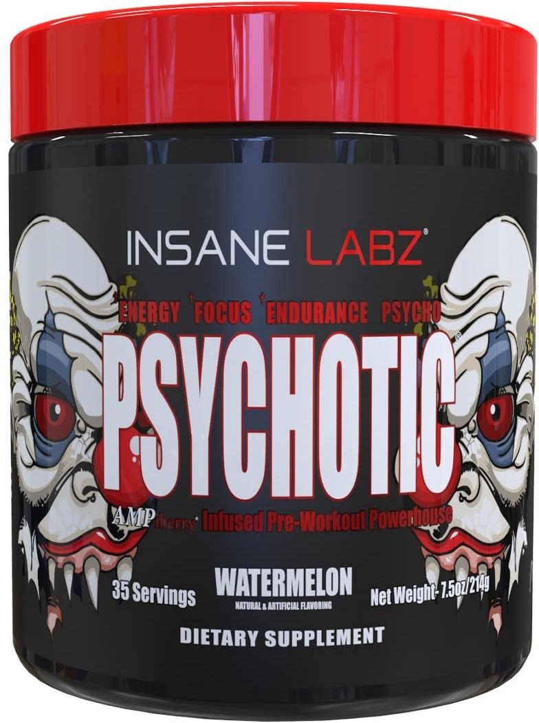 Psychotic 35 Servings Watermelon Flavor Pre-Workout Supplement Creatine-image-0